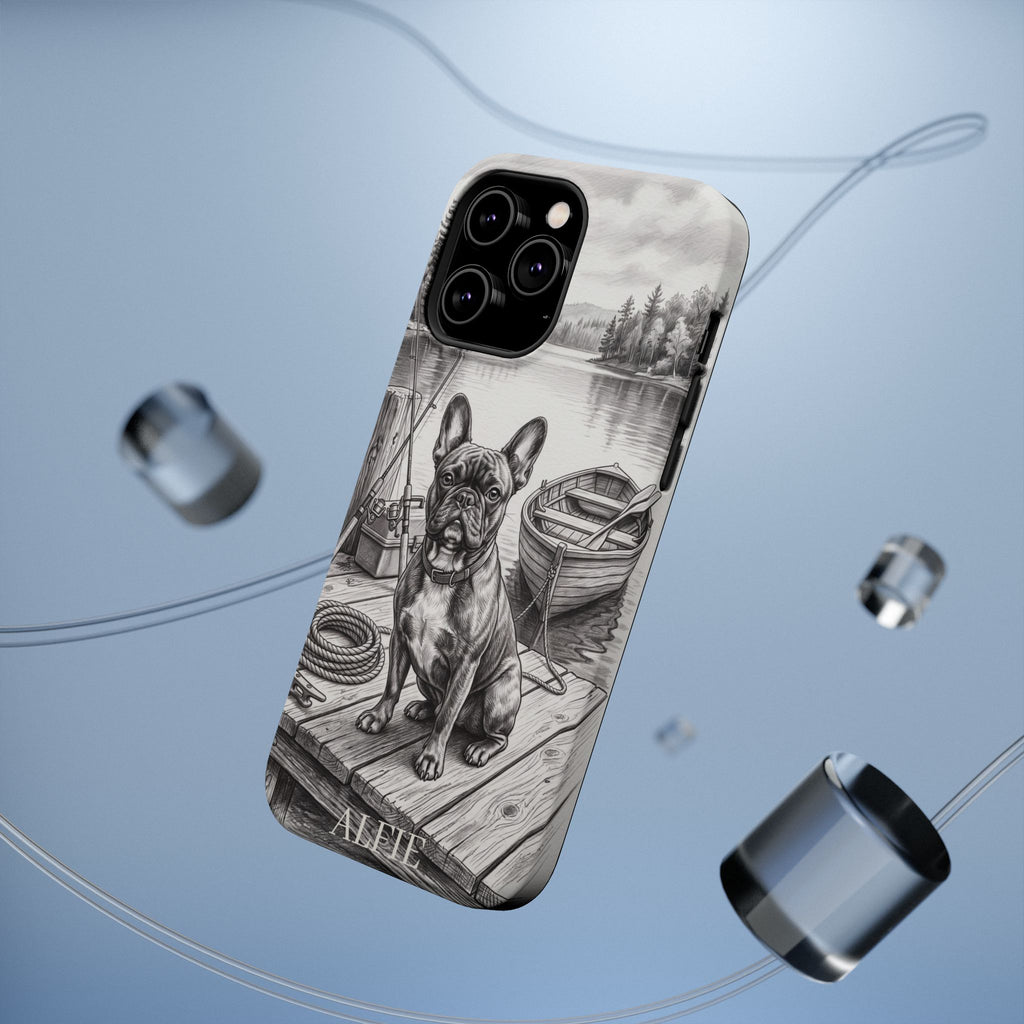 Personalized French Bulldog Lakeside Dock Phone Case — Wireless Charging Cover