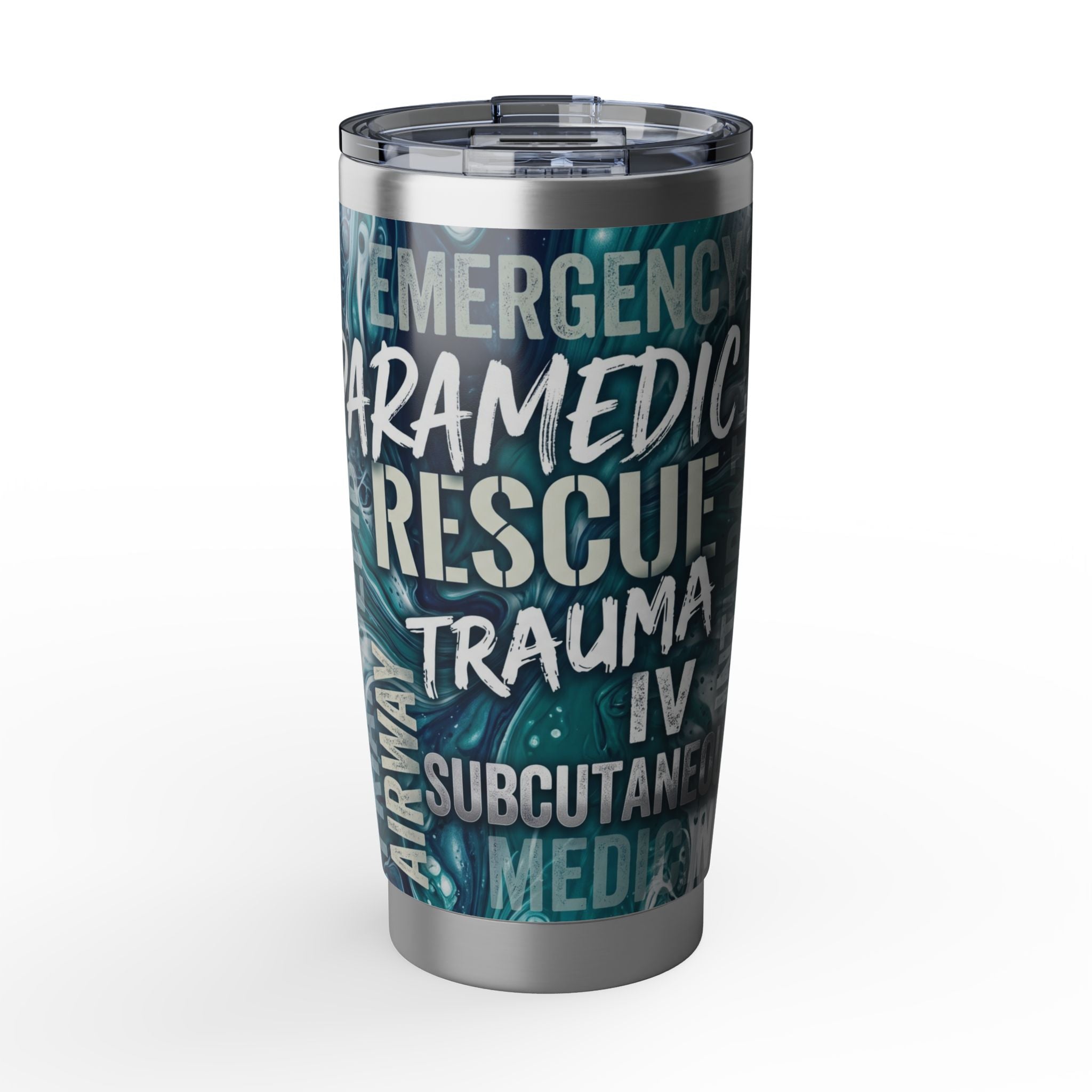 Paramedic/EMT 20oz Tumbler – Teal Marble Emergency Medical Terms Design