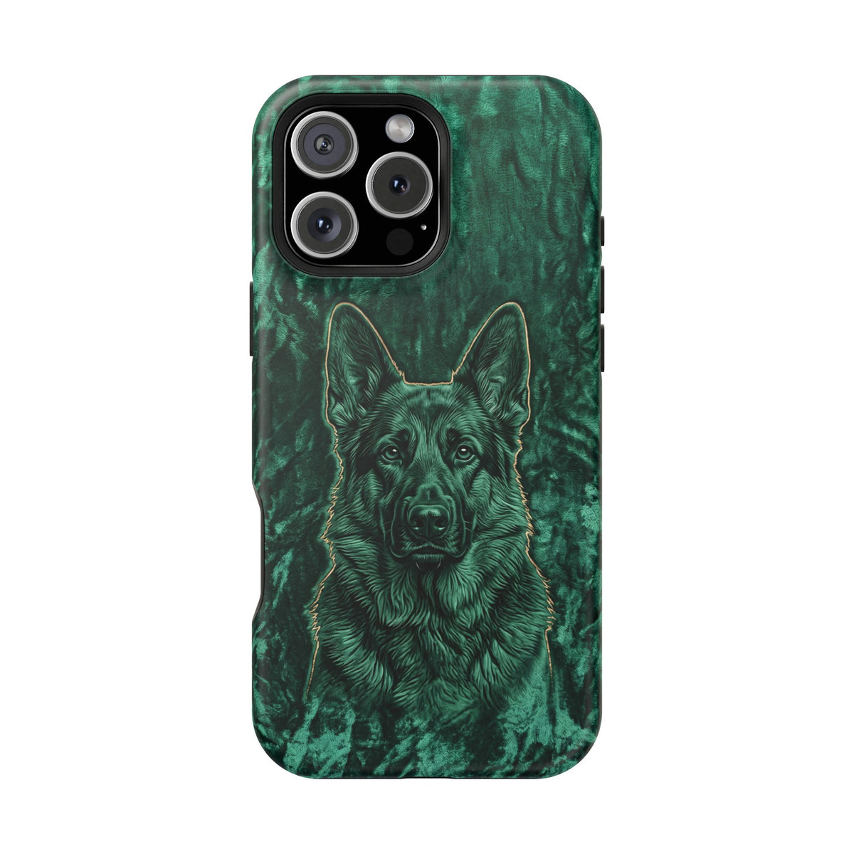 German Shepherd Phone Case | Emerald Velvet Art — Tough Magnetic Case with Wireless Charging