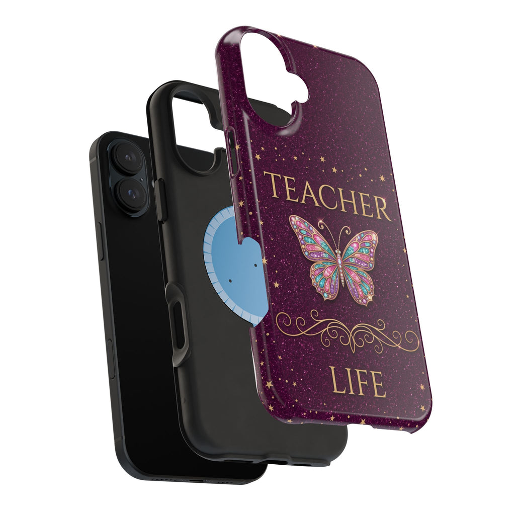 Teacher Life Glitter Butterfly Phone Case — Wireless Charging Cover