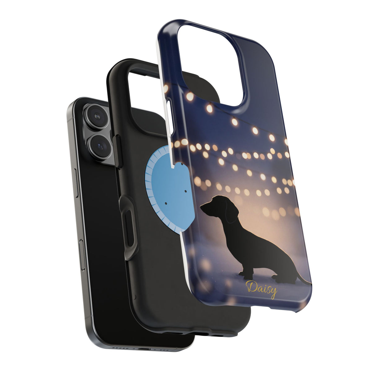 Personalized Dachshund Fairy Lights Phone Case — Wireless Charging Cover