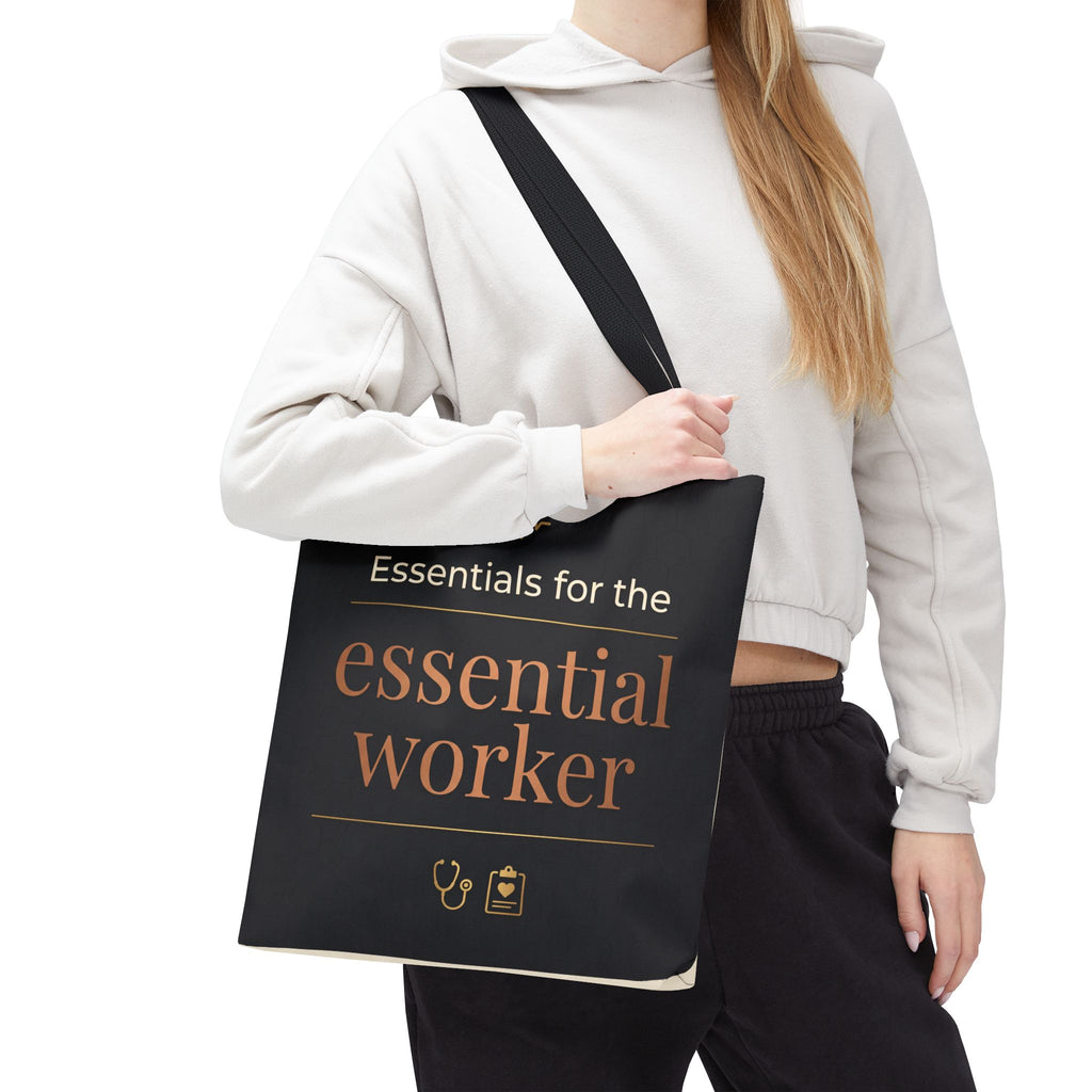 Essentials for the Essential Worker Tote | Healthcare Worker Gift Tote Bag | Nurse Doctor Appreciation Gift | Premium Polyester Carry-All
