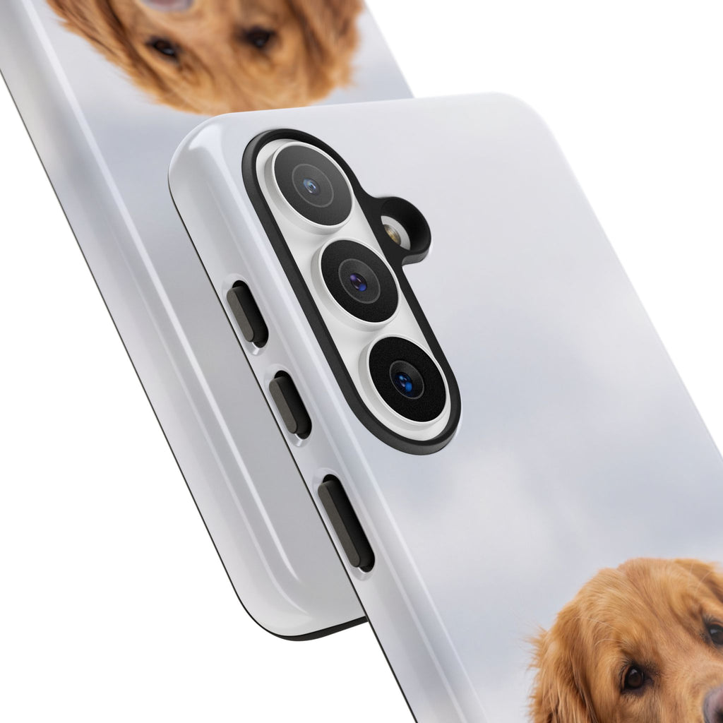 Golden Retriever Portrait Phone Case | Happy Dog Photo on Soft Sky Background | Samsung & iPhone