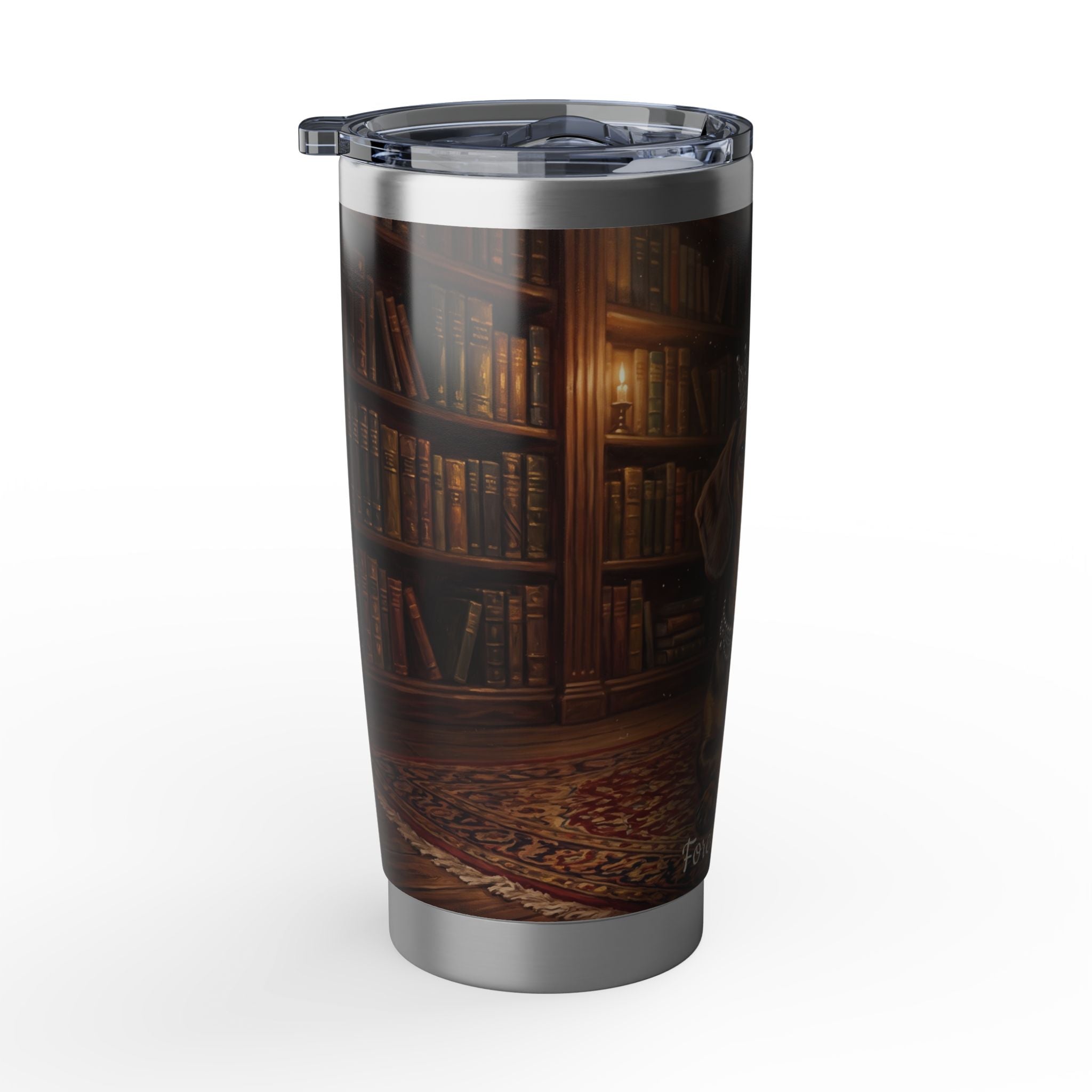 Dachshund Royal Portrait Stainless Tumbler — 20 oz Personalized Travel Mug with Vintage Library Design