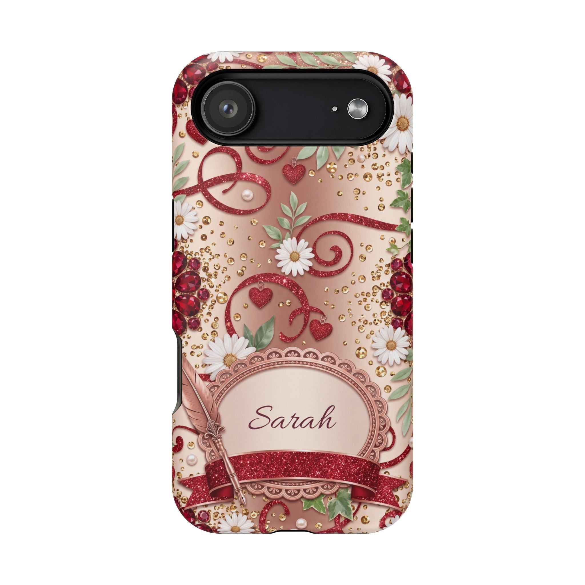 Personalized Vintage Floral Teacher Phone Case — Wireless Charging Cover