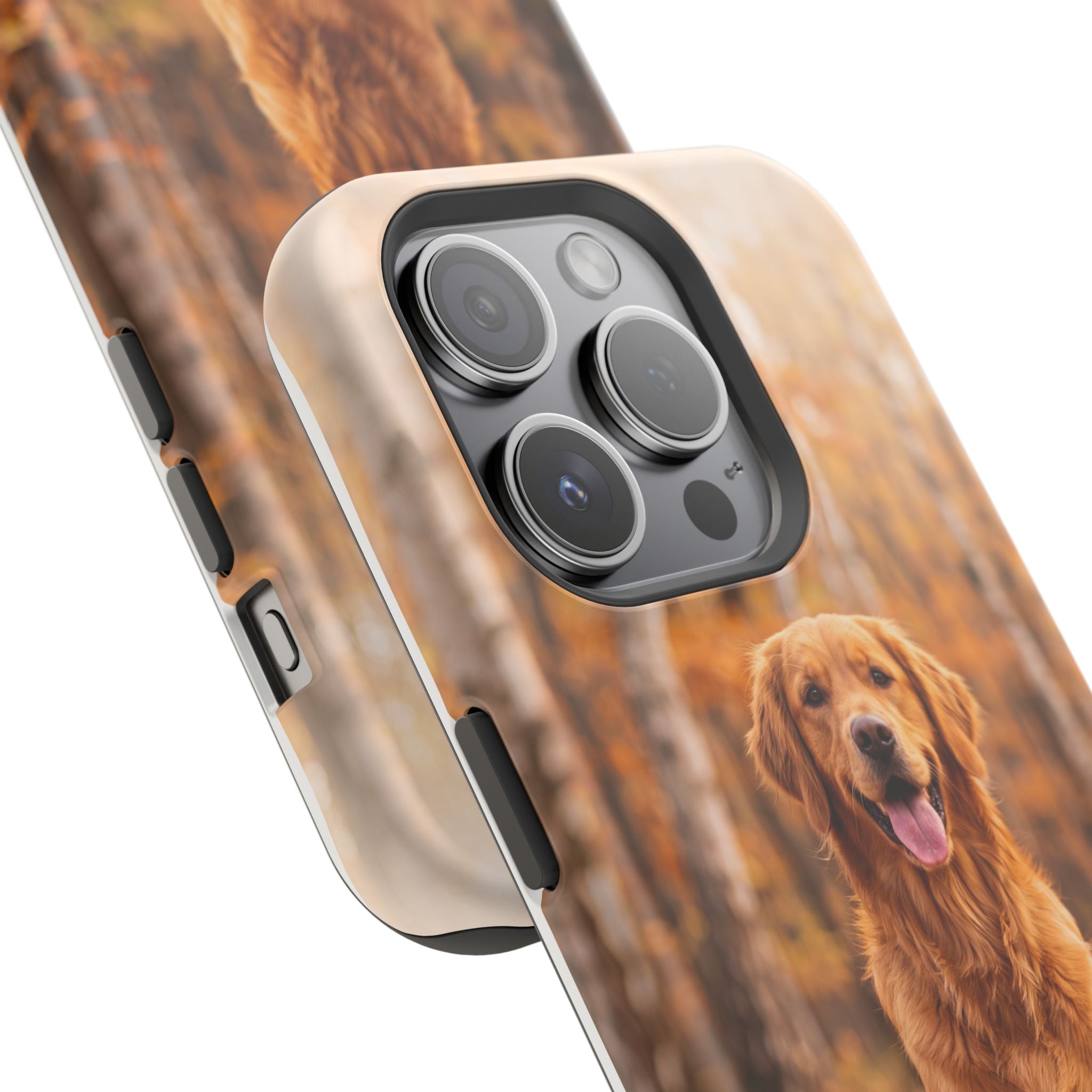 Autumn Golden Retriever Phone Case — Impact-Resistant Wireless Charging Cover