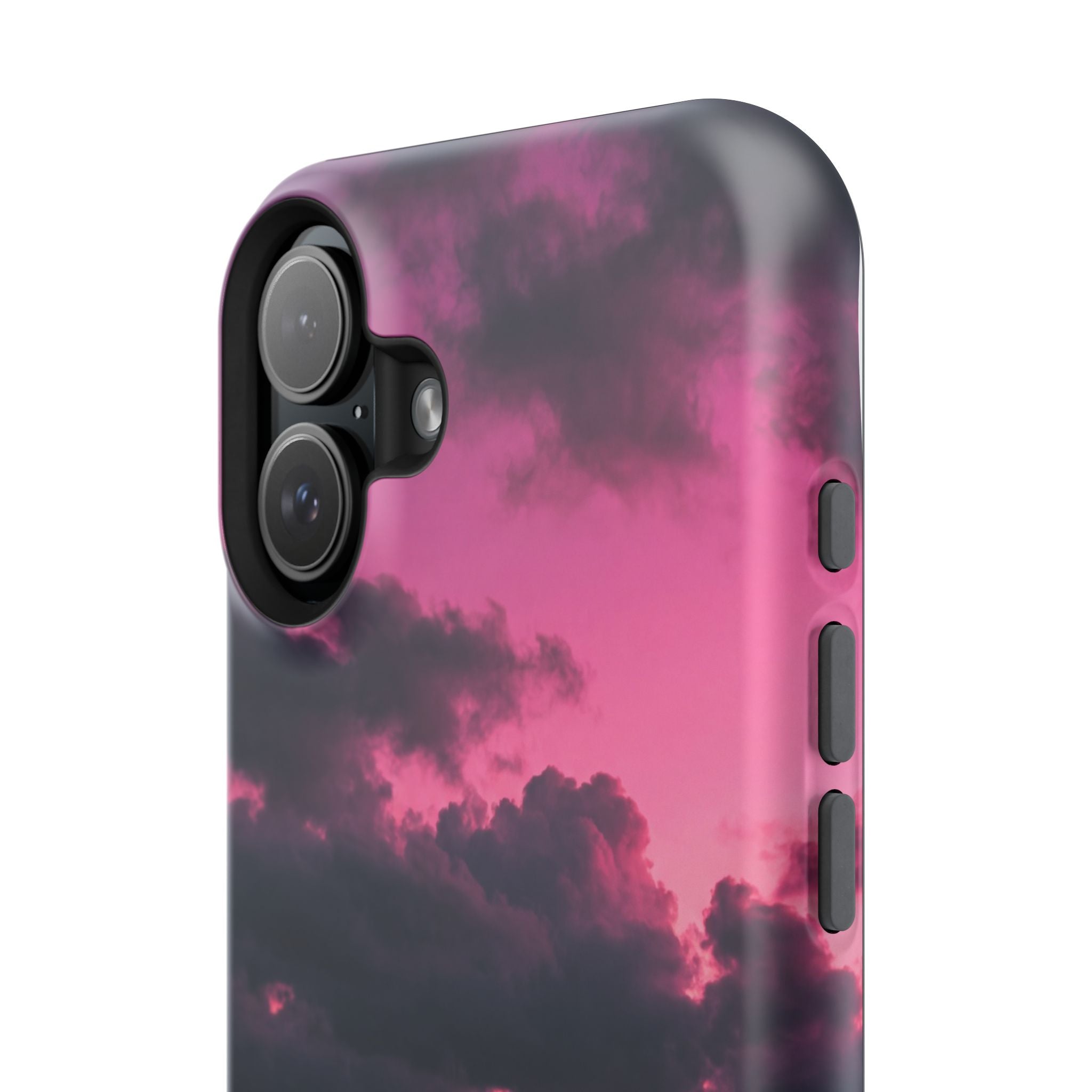 iPhone & Samsung Magnetic Impact-Resistant Phone Case — Pink Twilight Cloud with Paw Print