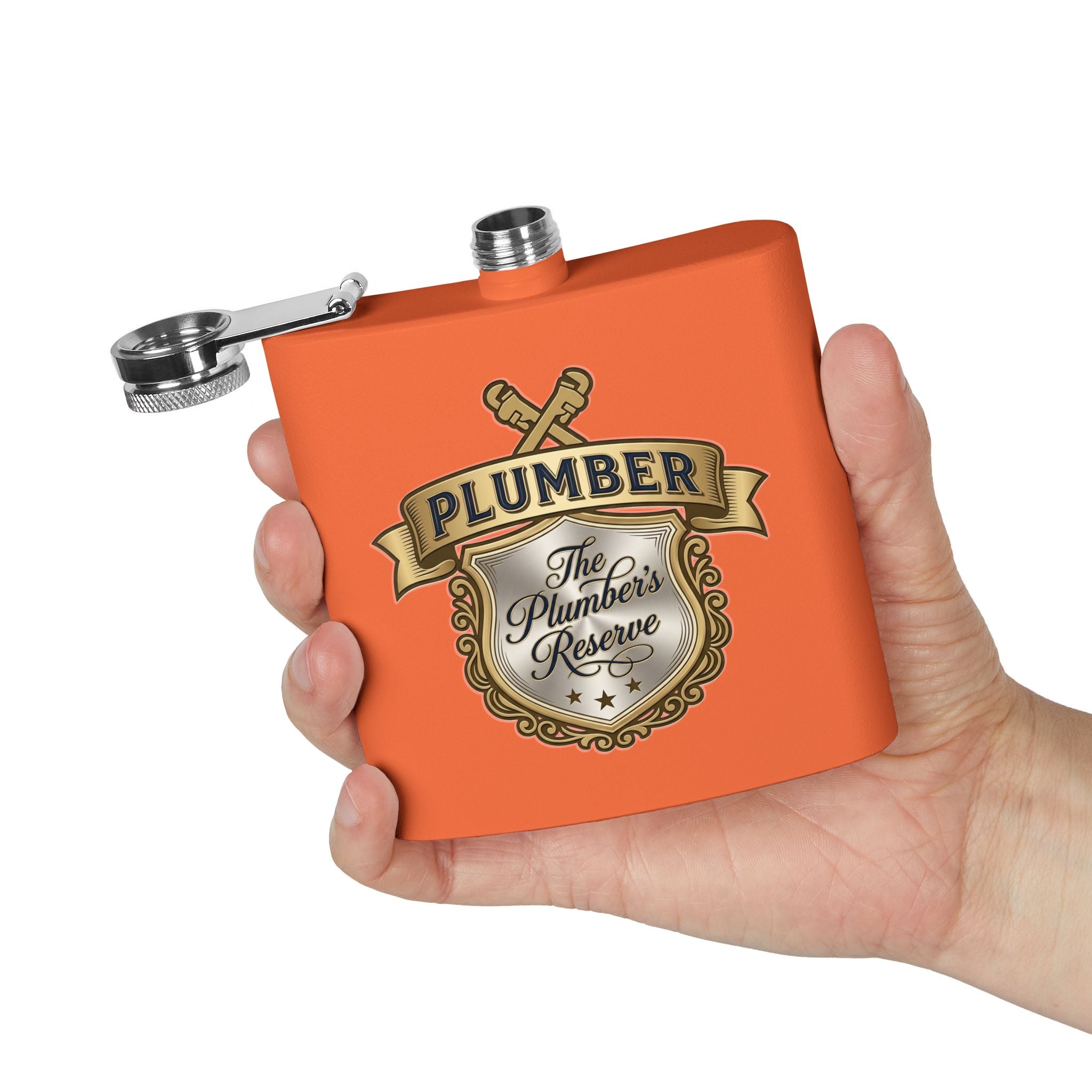 Flask — "The Plumber's Reserve" 6oz Stainless Steel Hip Flask