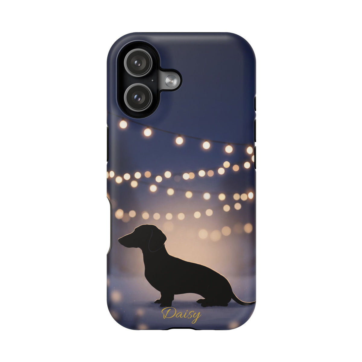Personalized Dachshund Fairy Lights Phone Case — Wireless Charging Cover