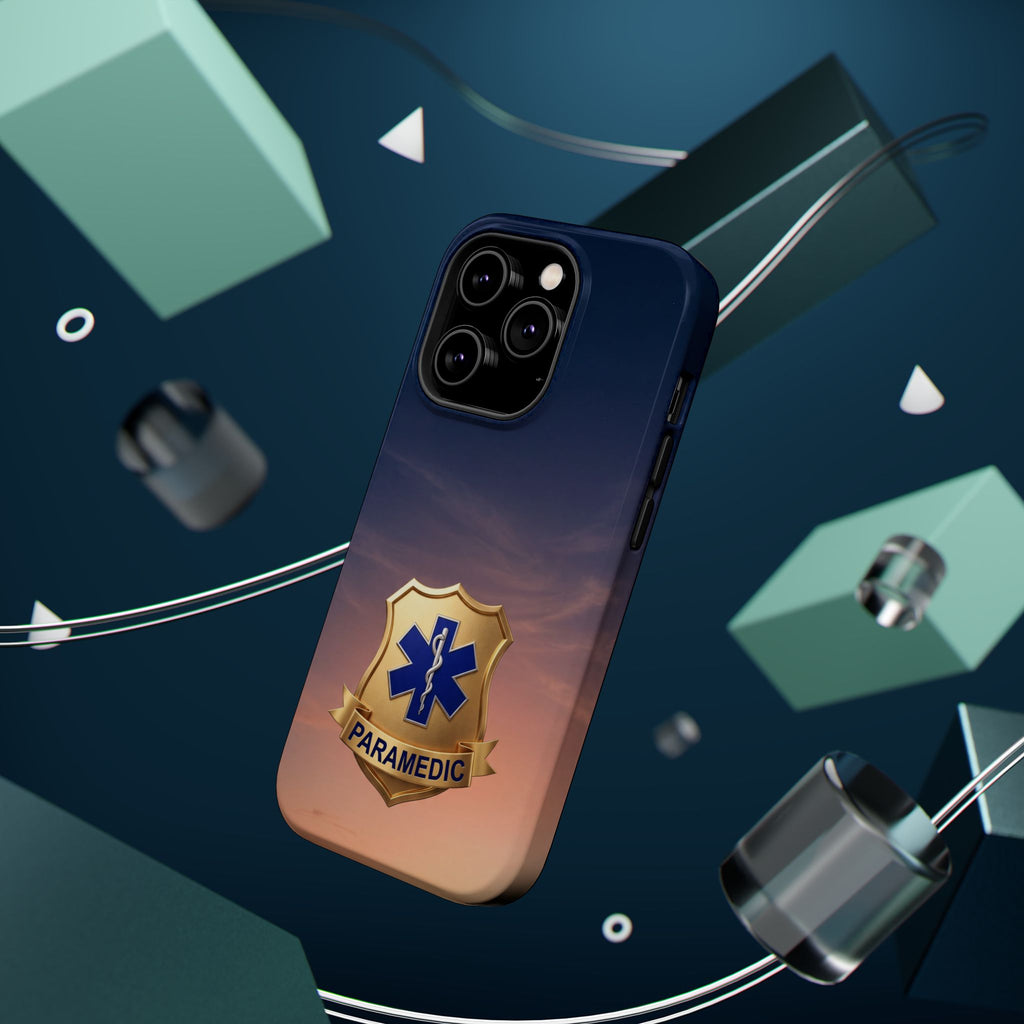 Gold Paramedic Badge Sunset Sky Phone Case — Magnetic Wireless Charging Cover
