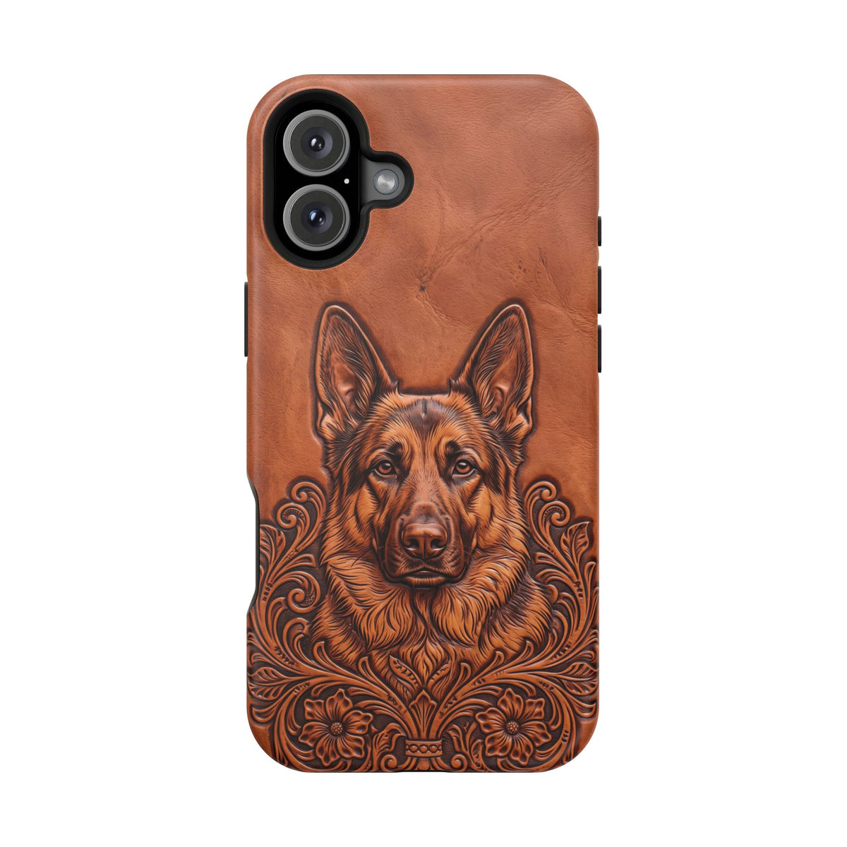 German Shepherd Phone Case | Western Tooled Art — Tough Magnetic Case with Wireless Charging