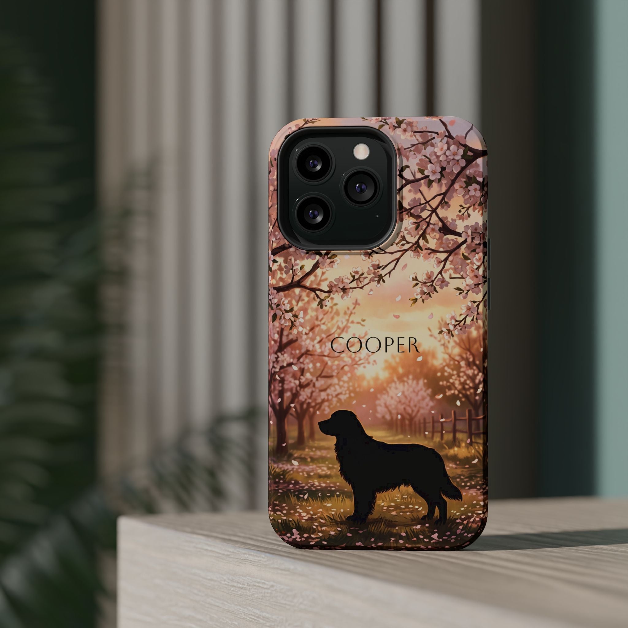 Personalized Golden Retriever Autumn Forest Phone Case — Wireless Charging Cover