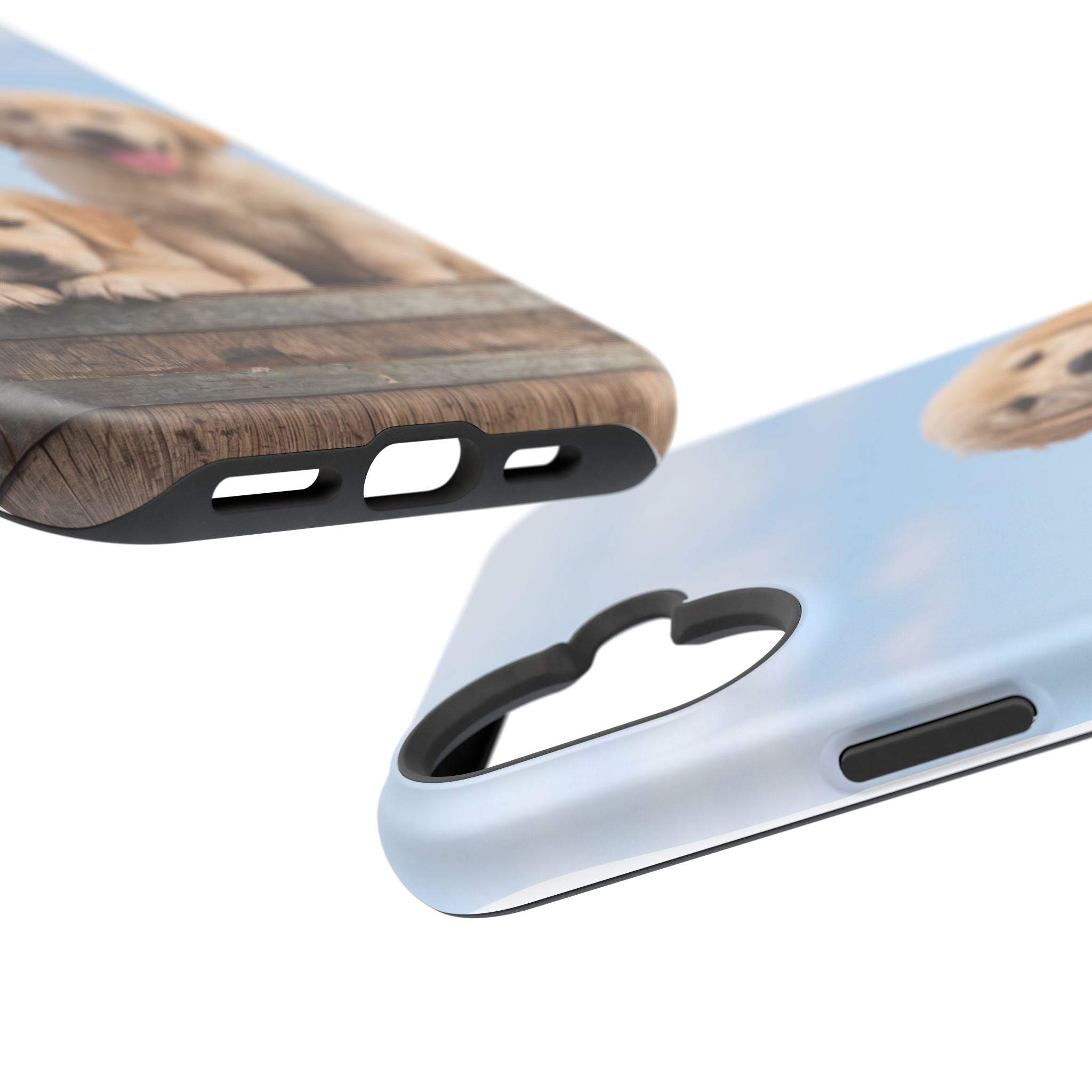 Golden Retriever Puppy Duo Phone Case — Impact-Resistant Wireless Charging Cover