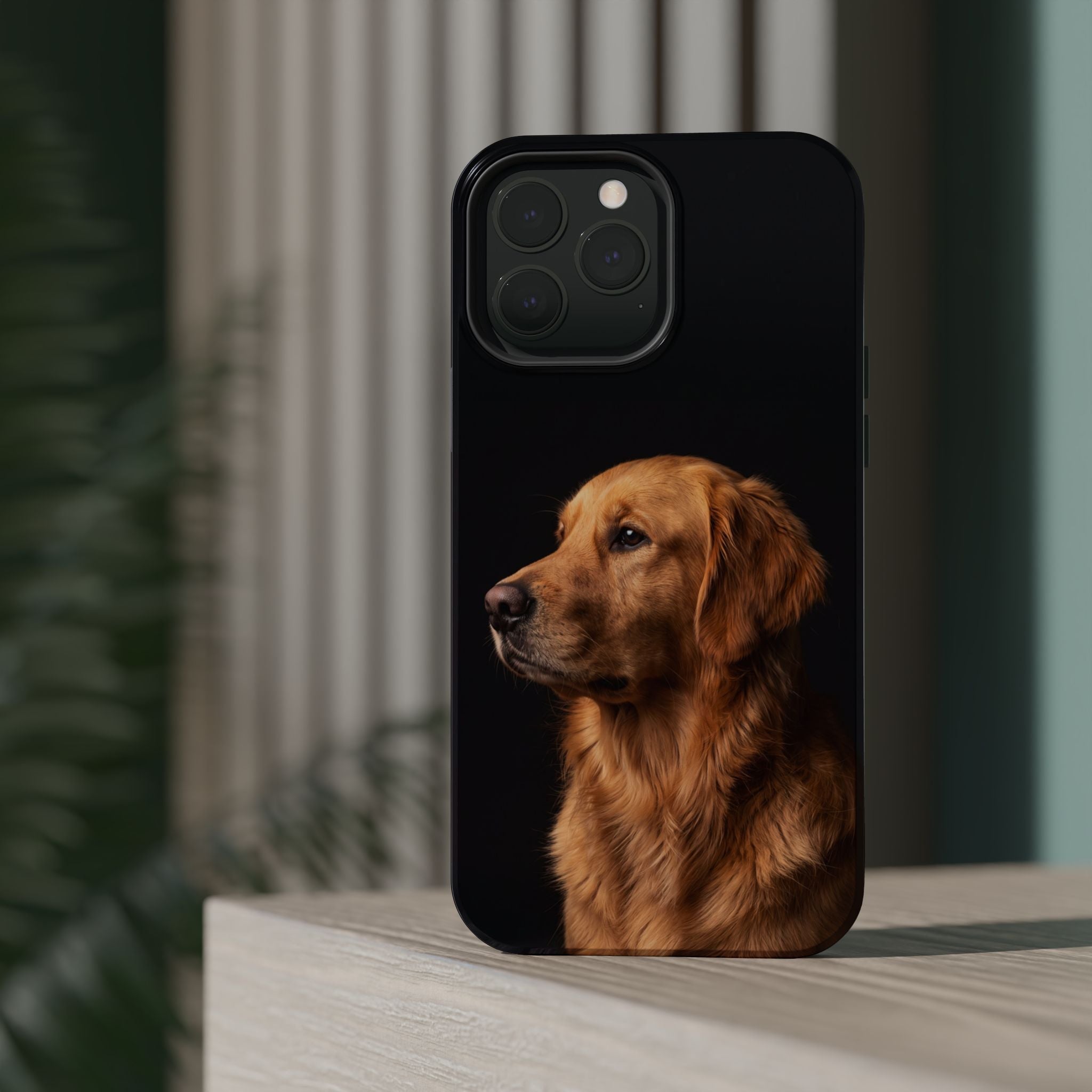 Golden Retriever Portrait Phone Case — Impact-Resistant Wireless Charging Cover