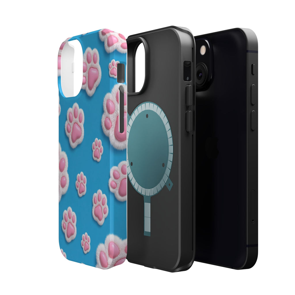 Fluffy Paw Print Phone Case | Cute 3D Pink Paw Pattern Case for Dog & Cat Lovers | iPhone & Samsung