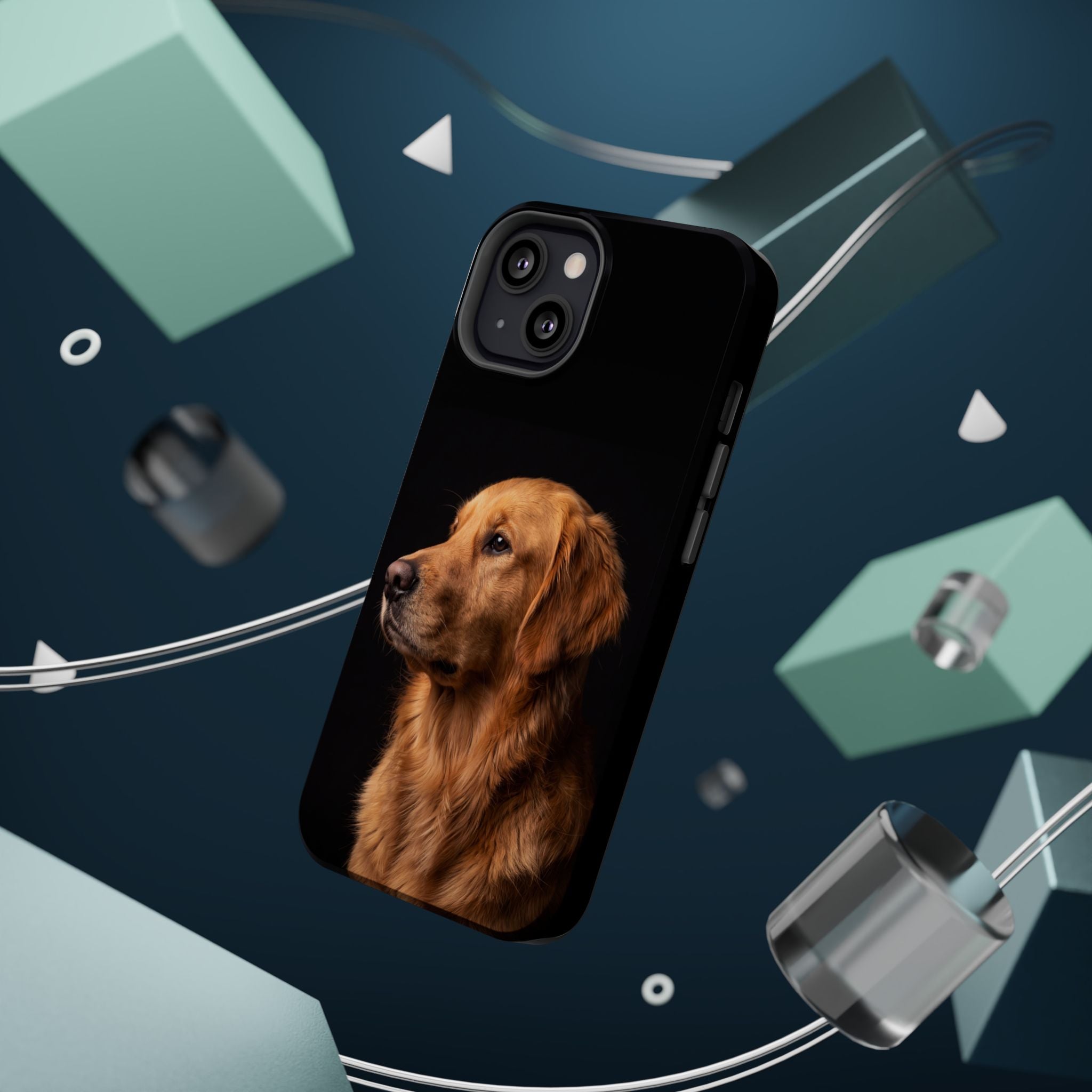 Golden Retriever Portrait Phone Case — Impact-Resistant Wireless Charging Cover