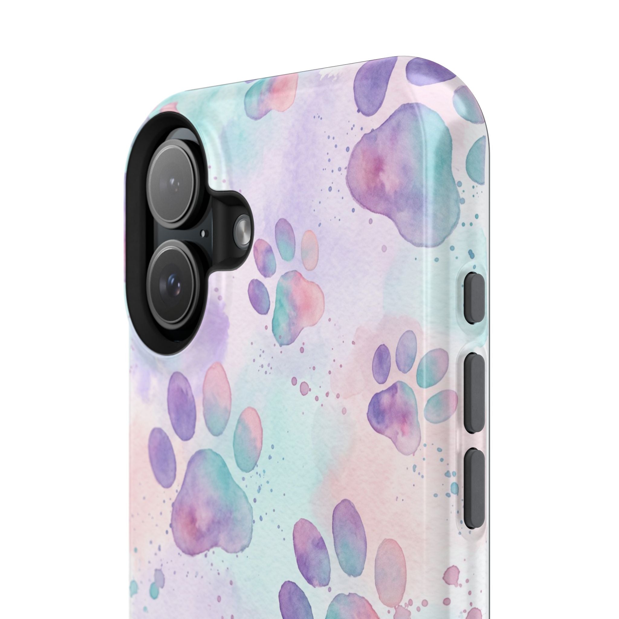 Watercolor Paw Print Phone Case — Impact-Resistant Wireless Charging Cover