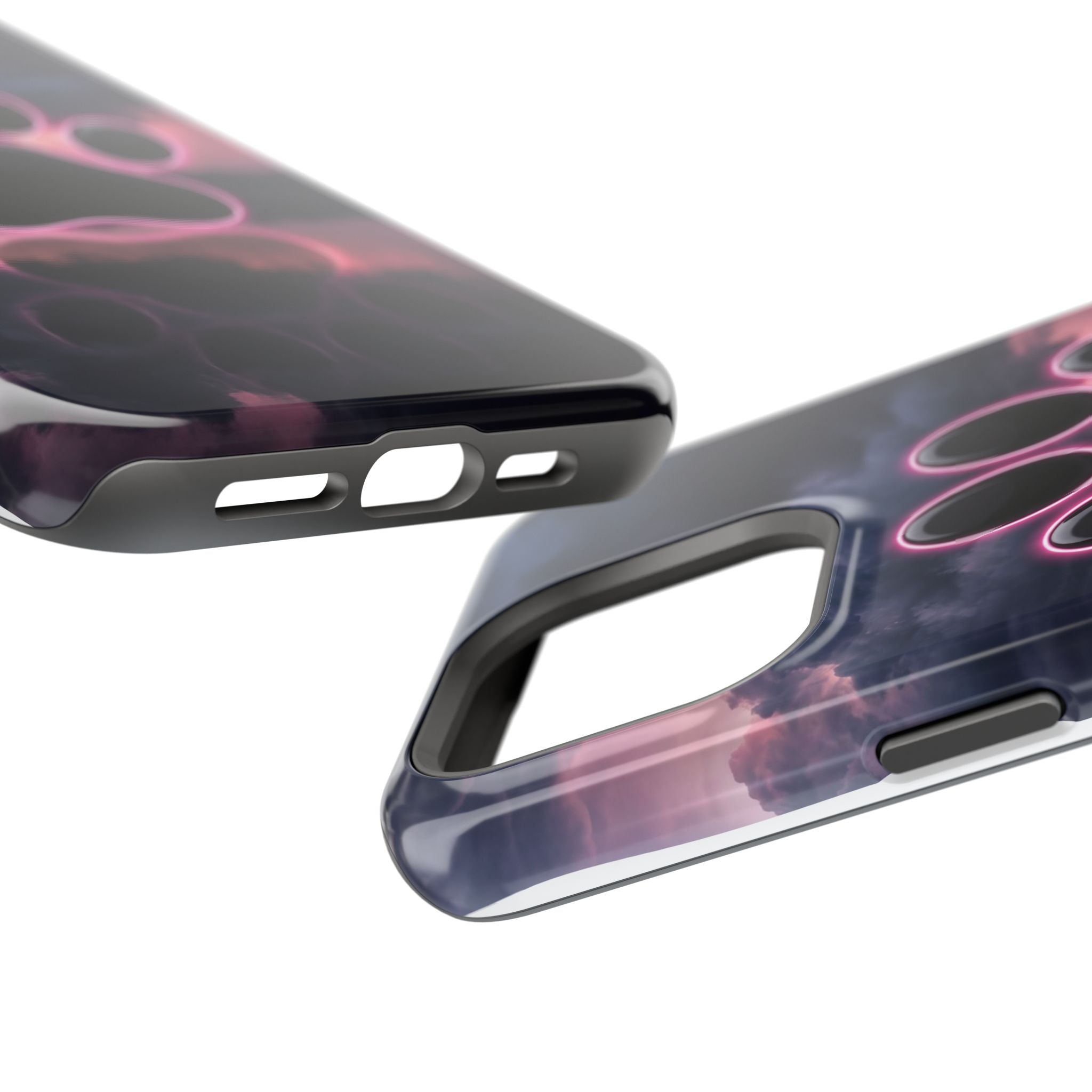 Neon Paw Print Phone Case — Impact-Resistant Wireless Charging Cover