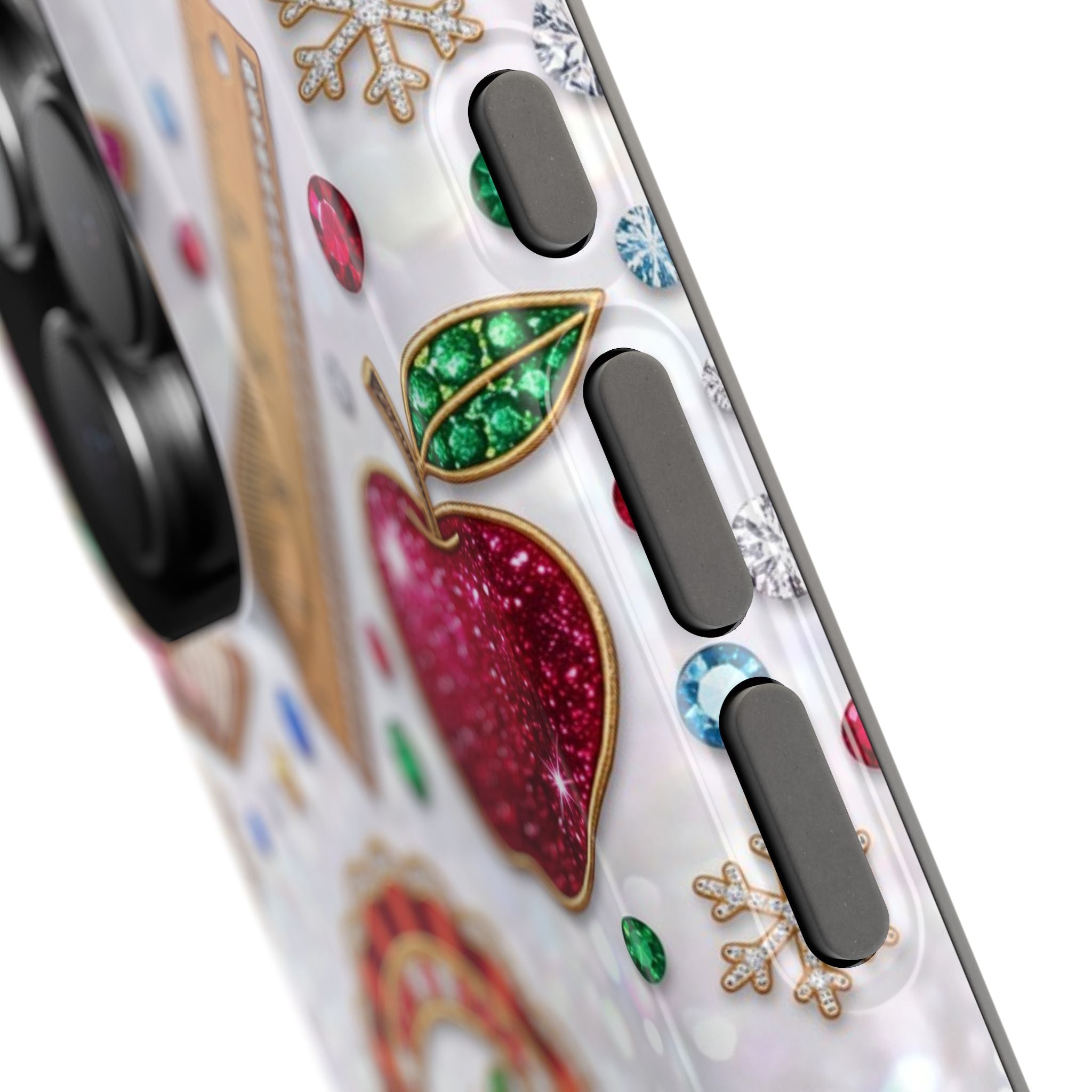 Jeweled Apple Medallion Personalized Teacher Phone Case — Wireless Charging Cover