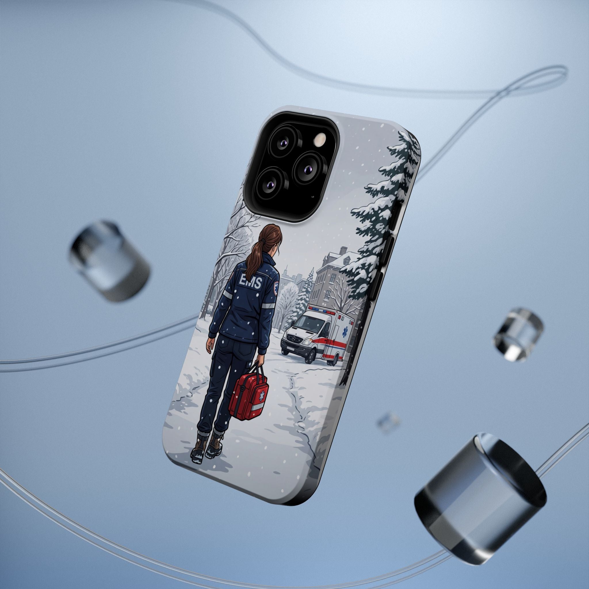 Paramedic/EMT Winter Phone Case — Magnetic Wireless Charging Cover