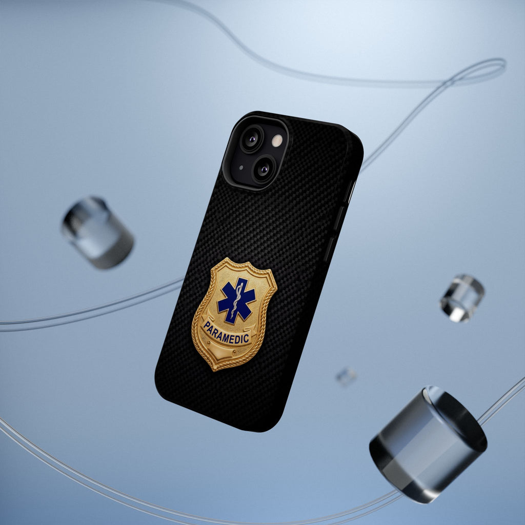 Gold Paramedic Badge Black Phone Case — Magnetic Wireless Charging Cover