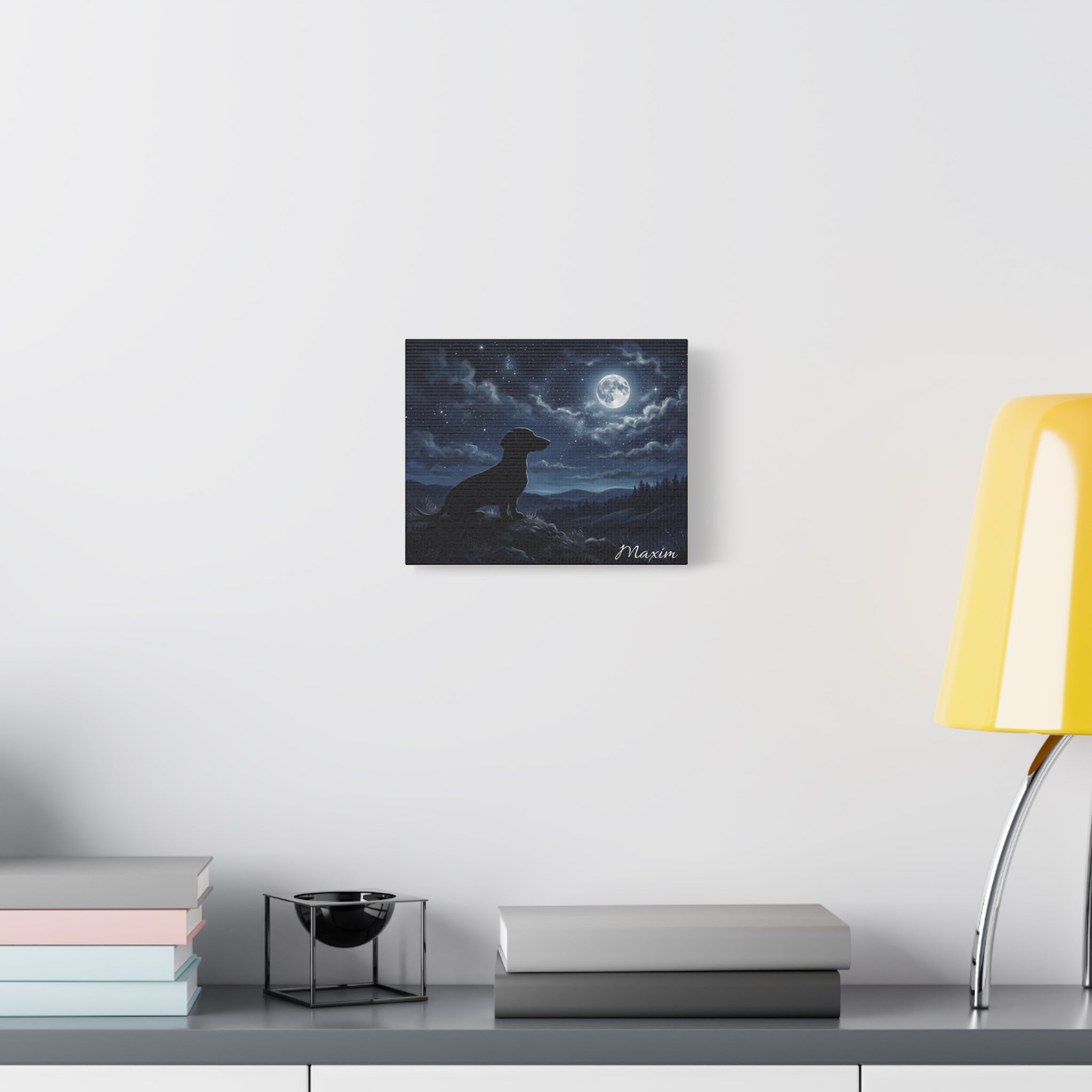 Dachshund Silhouette Personalized Canvas | Autumn Sunset Wall Art