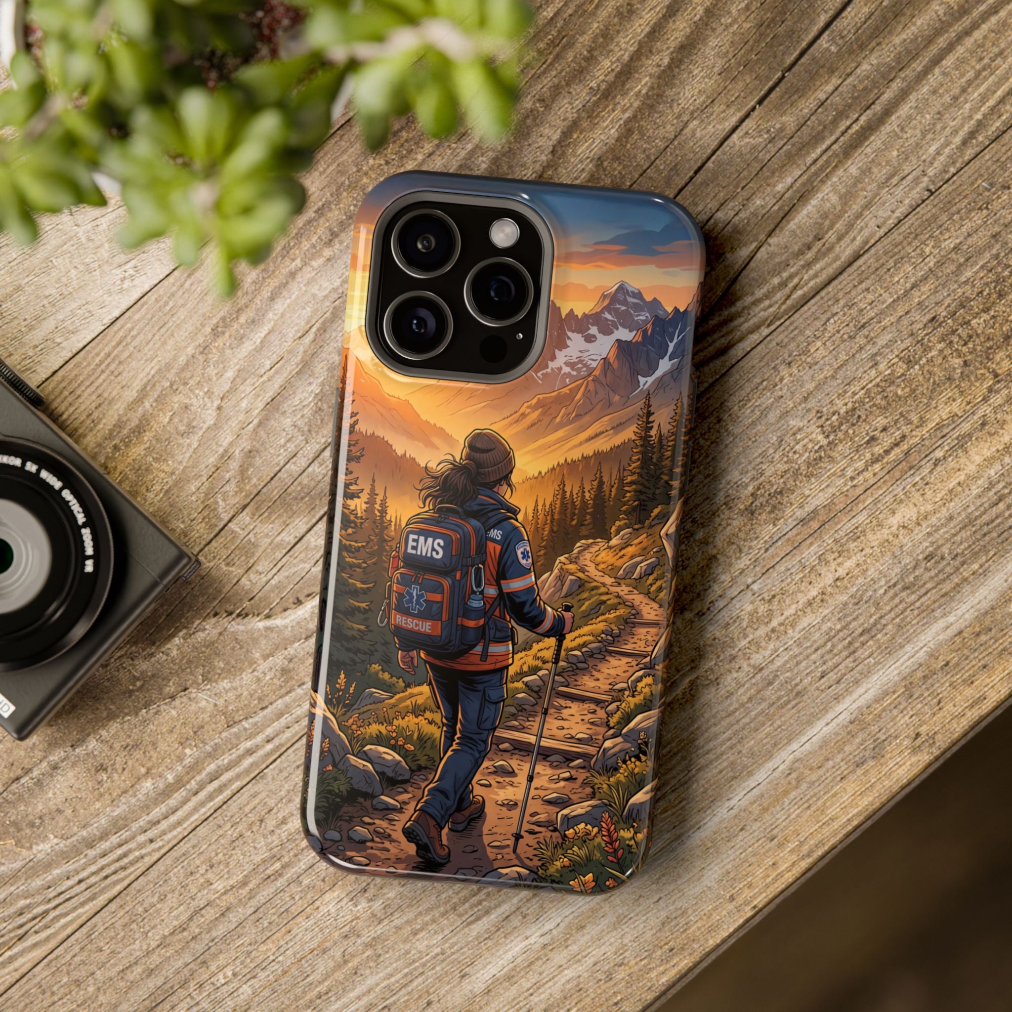 Paramedic/EMT Mountain Phone Case — Magnetic Wireless Charging Cover
