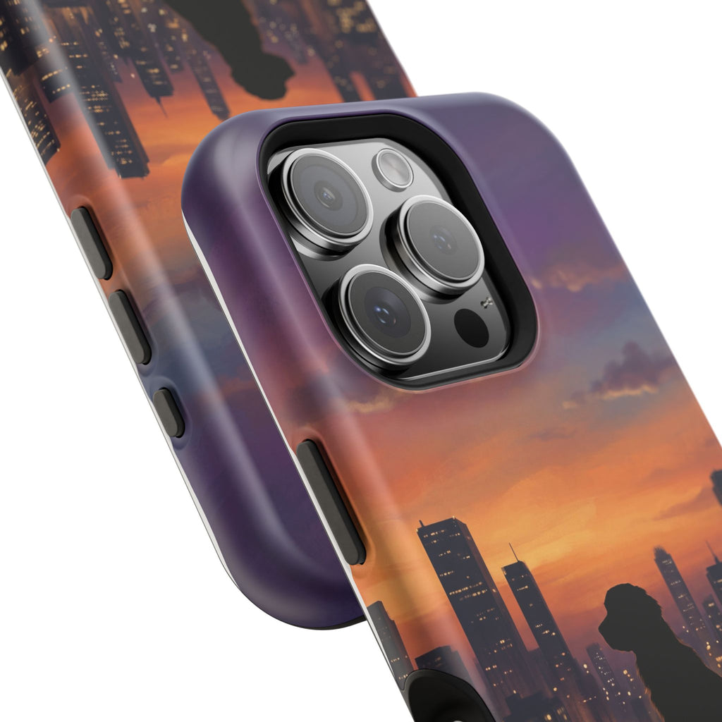 Personalized Golden Retriever City Skyline Phone Case — Wireless Charging Cover