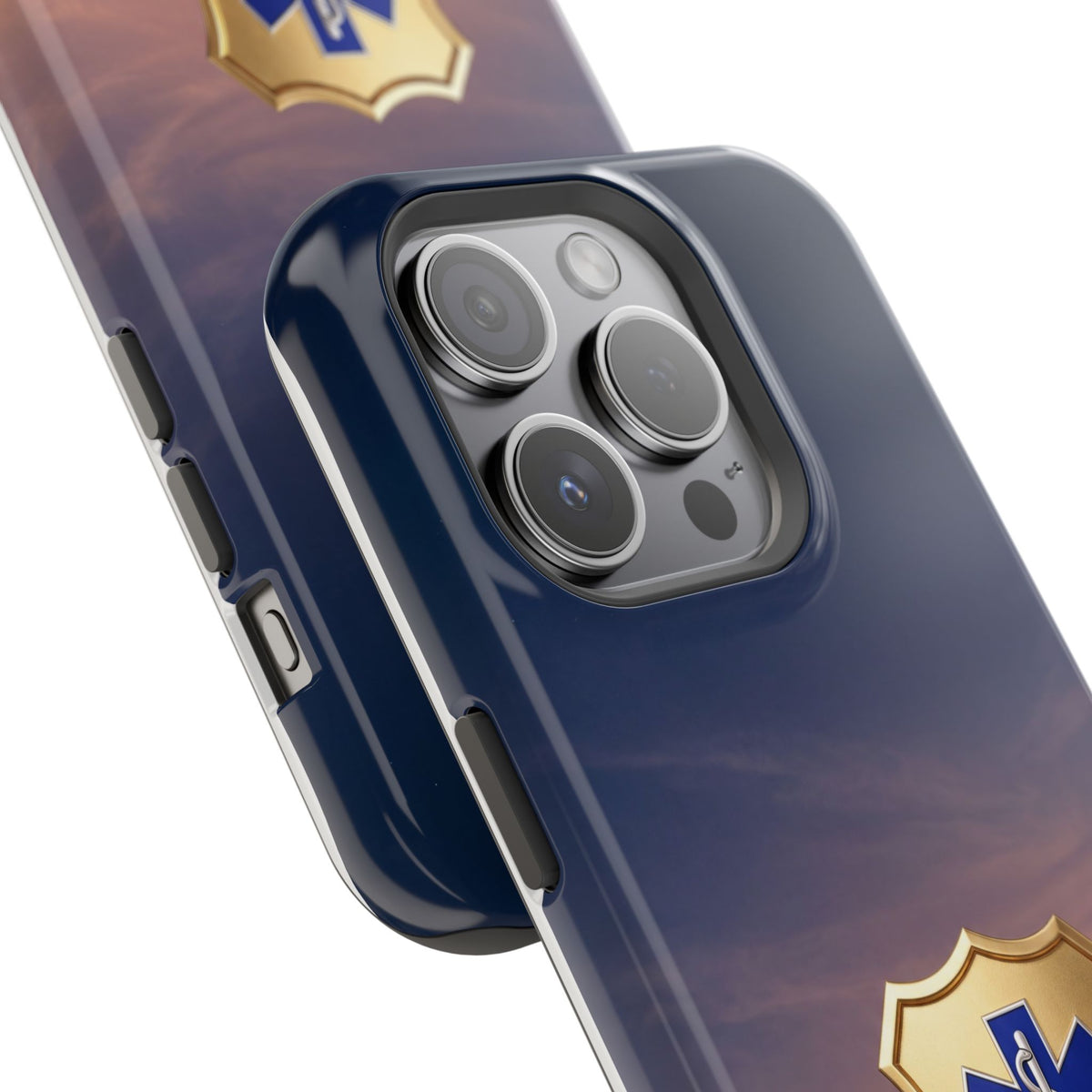 Gold Paramedic Badge Sunset Sky Phone Case — Magnetic Wireless Charging Cover
