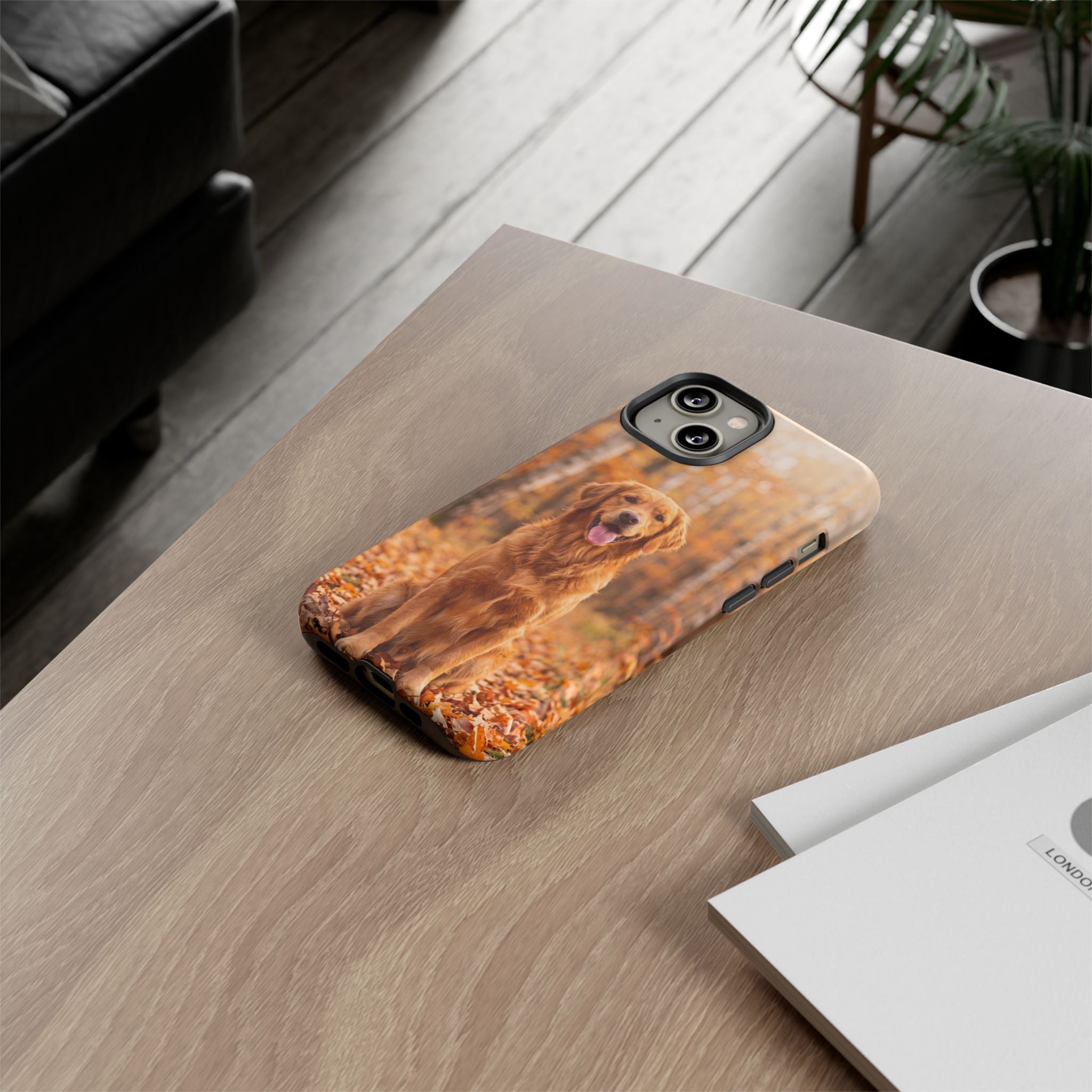 Golden Retriever Autumn Forest Phone Case | Happy Dog in Fall Foliage | Samsung & iPhone