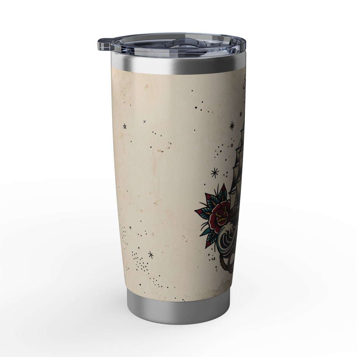 Sailing Personalized Tumbler | Tattoo Flash Art — 20 oz Stainless Travel Mug