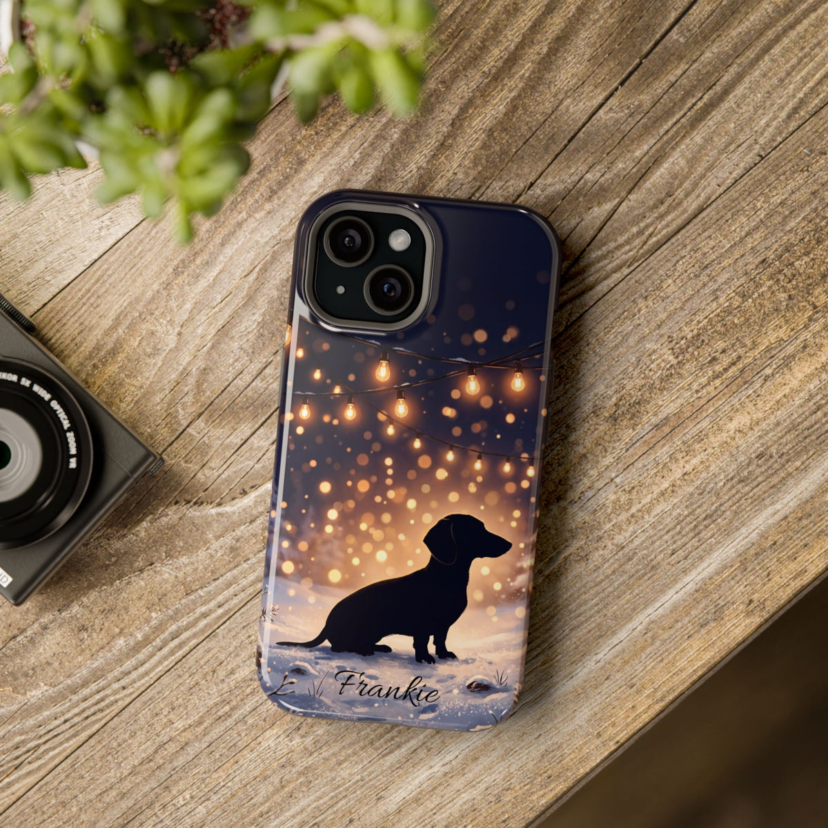 Personalized Dachshund Golden Sparks Phone Case — Wireless Charging Cover