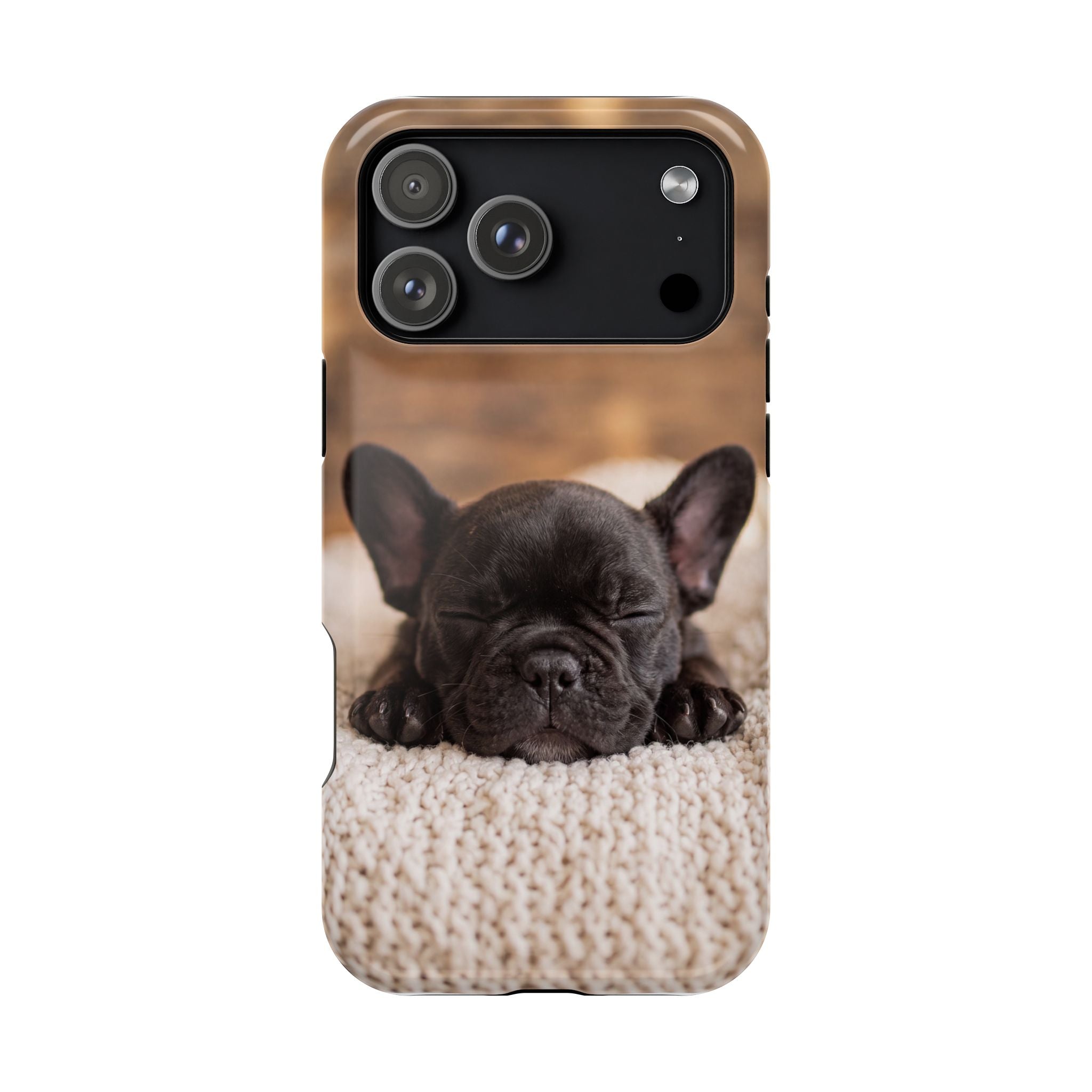Sleepy French Bulldog Phone Case — Impact-Resistant Wireless Charging Cover