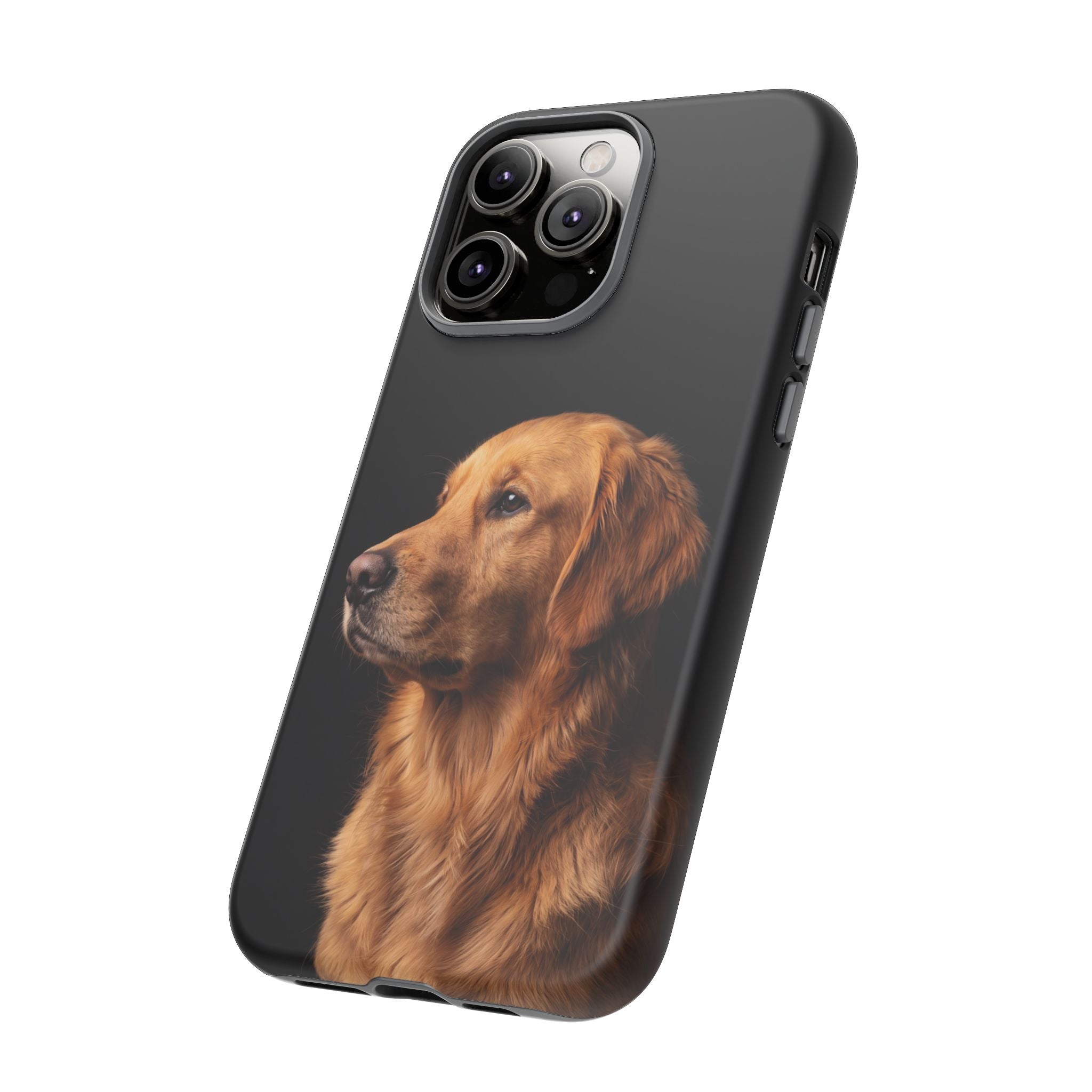 Golden Retriever Portrait Phone Case | Realistic Dog Photo on Black Background | iPhone & Samsung