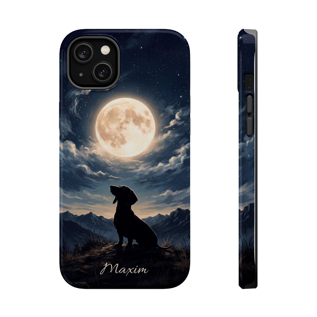 Personalized Dachshund Moonlight Phone Case — Wireless Charging Cover