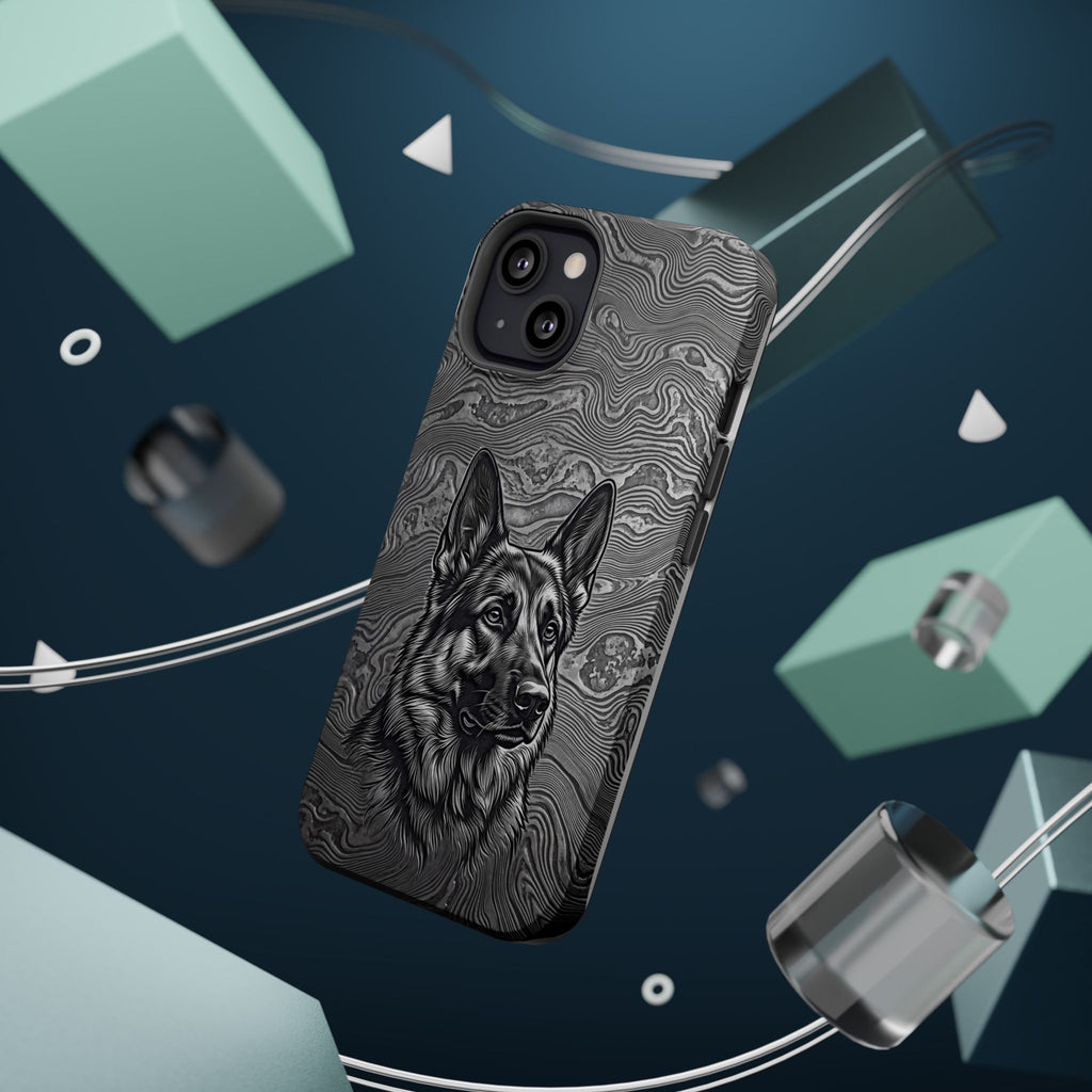 German Shepherd Phone Case | Damascus Art — Tough Magnetic Case with Wireless Charging