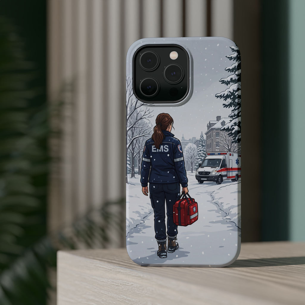 Paramedic/EMT Winter Phone Case — Magnetic Wireless Charging Cover