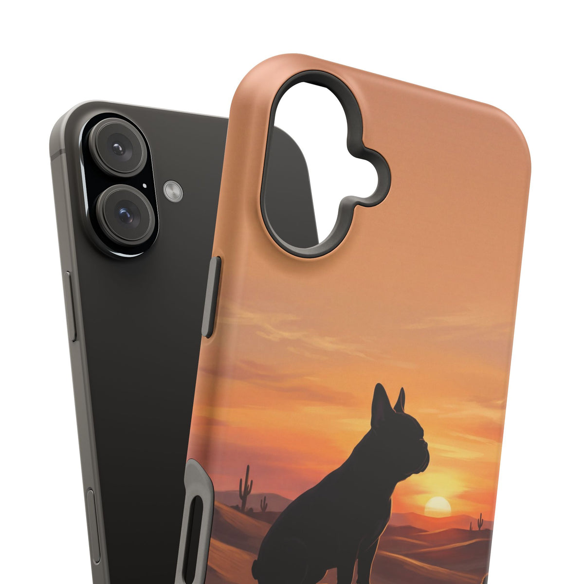 Personalized French Bulldog Desert Sunset Phone Case — Wireless Charging Cover