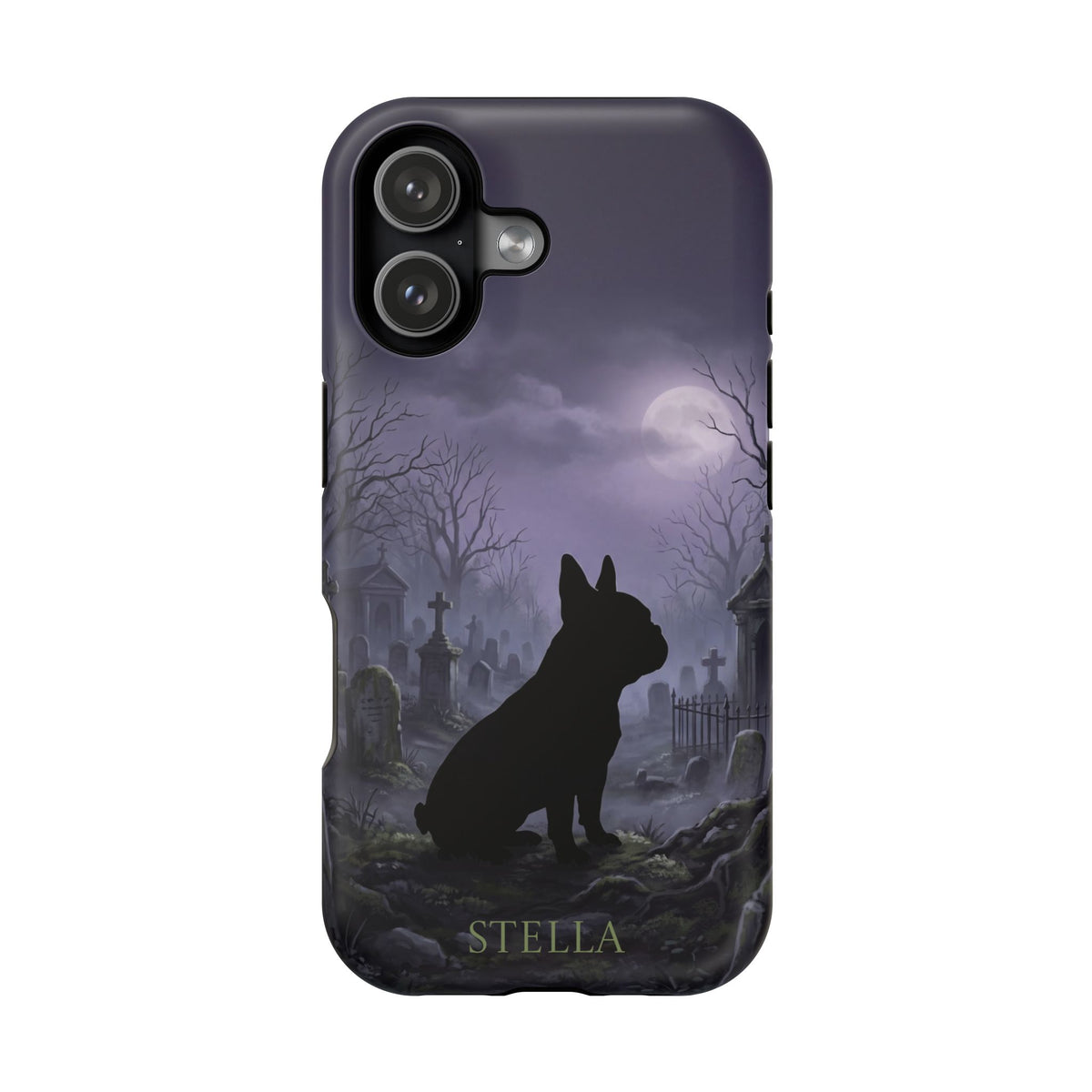 Personalized French Bulldog Moonlit Graveyard Phone Case — Wireless Charging Cover