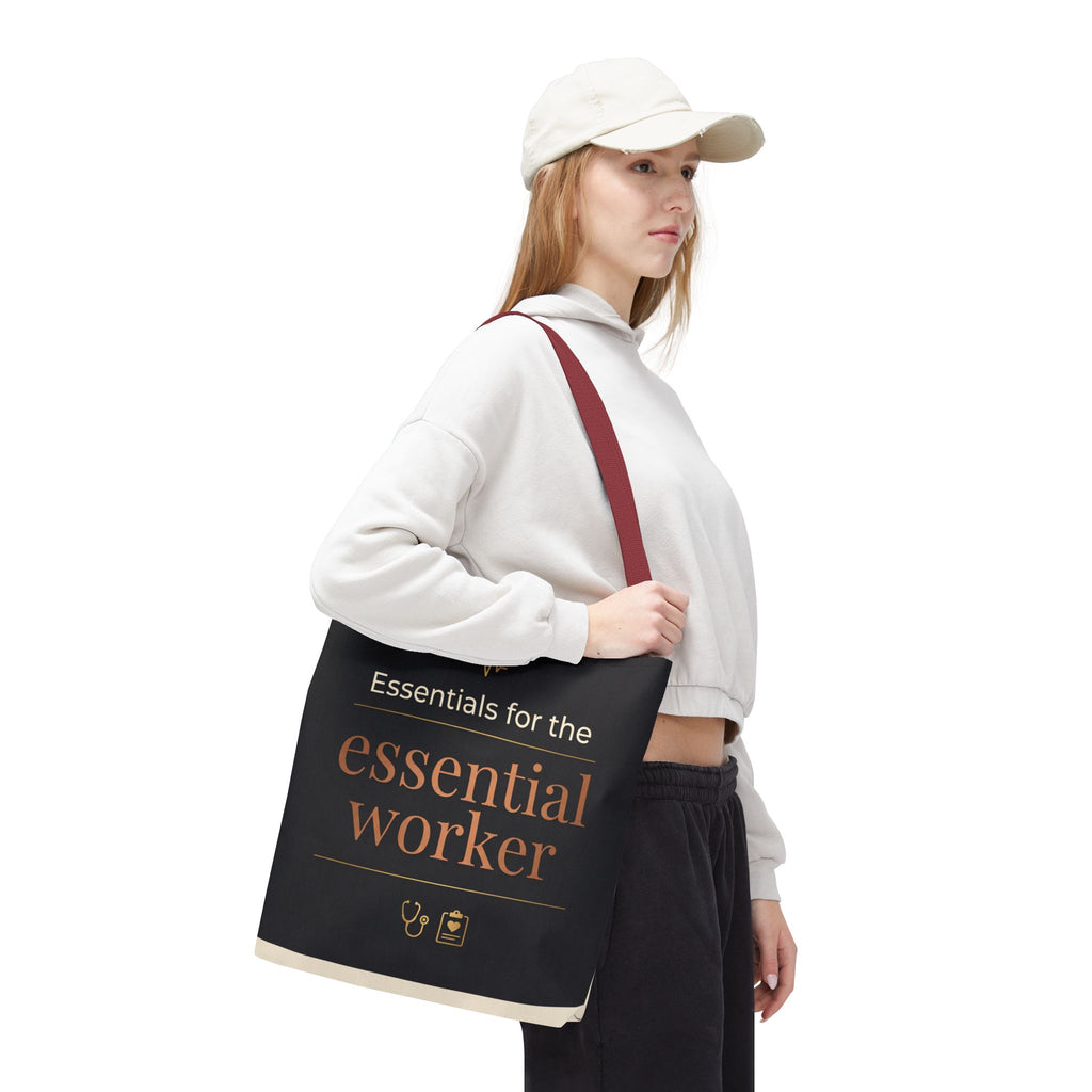 Essentials for the Essential Worker Tote | Healthcare Worker Gift Tote Bag | Nurse Doctor Appreciation Gift | Premium Polyester Carry-All