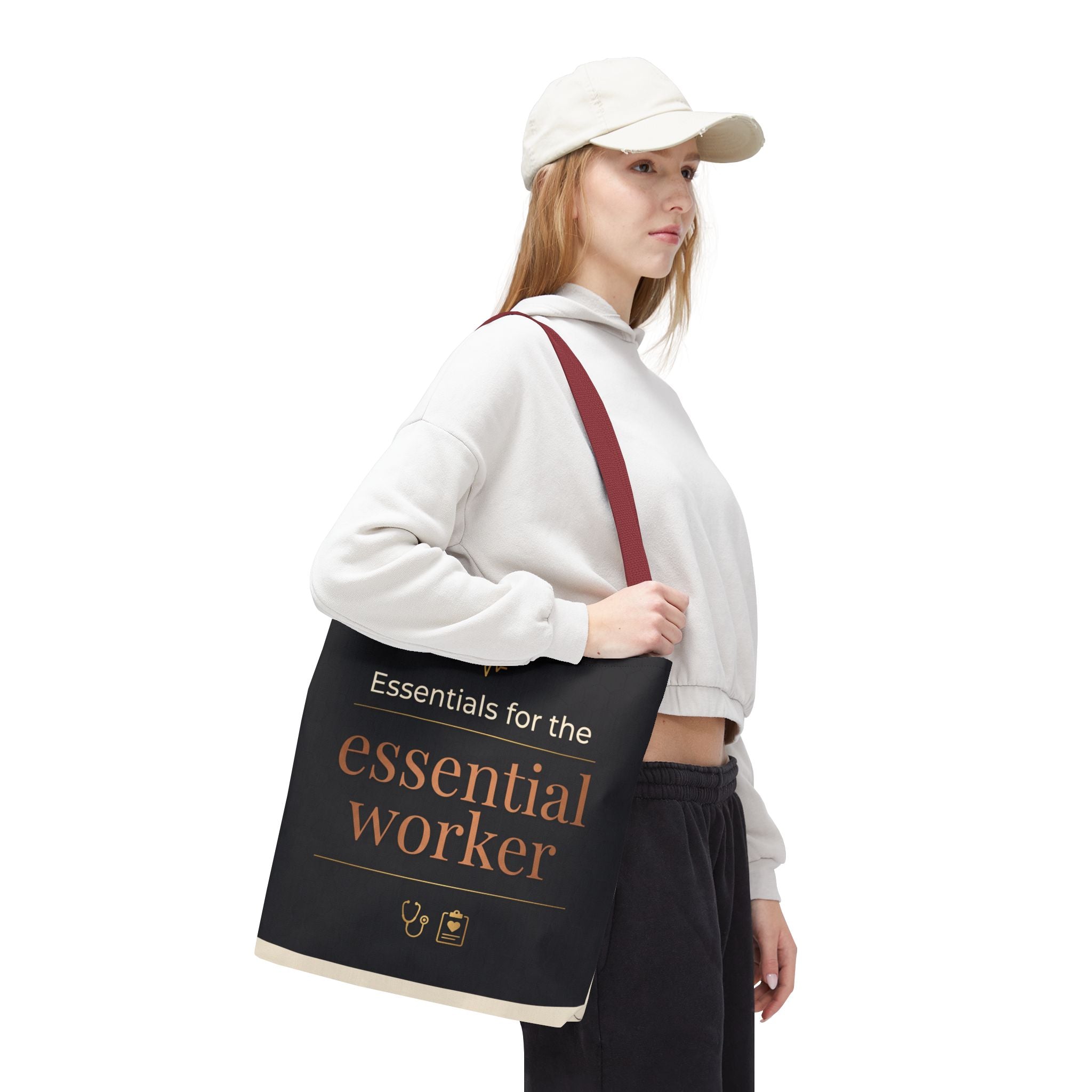 Essentials for the Essential Worker Tote | Healthcare Worker Gift Tote Bag | Nurse Doctor Appreciation Gift | Premium Polyester Carry-All