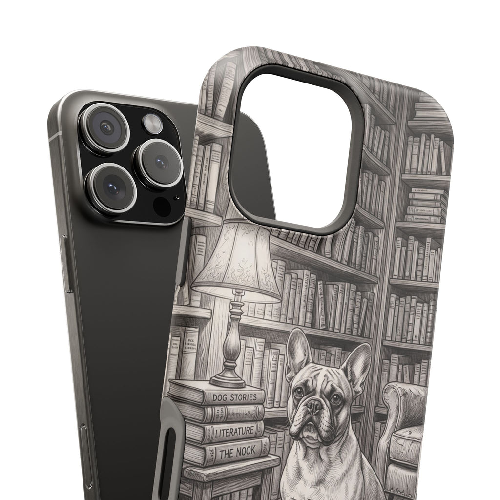 Personalized French Bulldog Library Study Phone Case — Wireless Charging Cover
