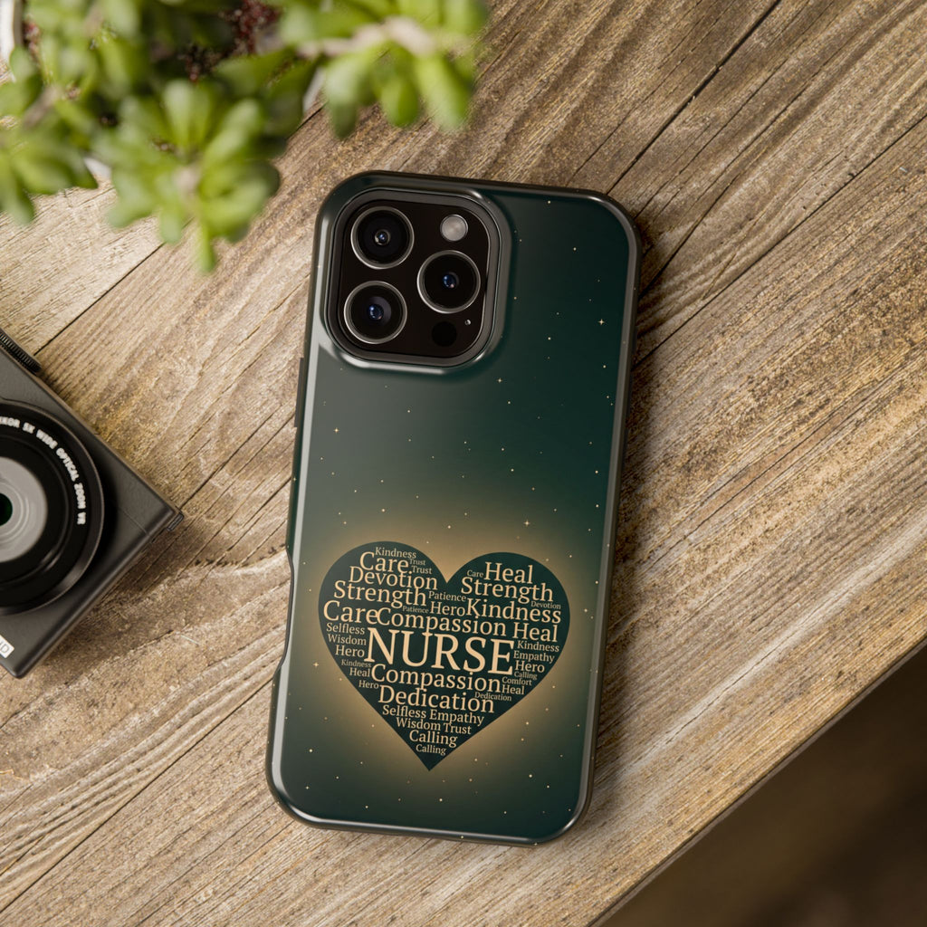 Nurse Heart Word and Art Phone Case — Impact-Resistant Wireless Charging Cover