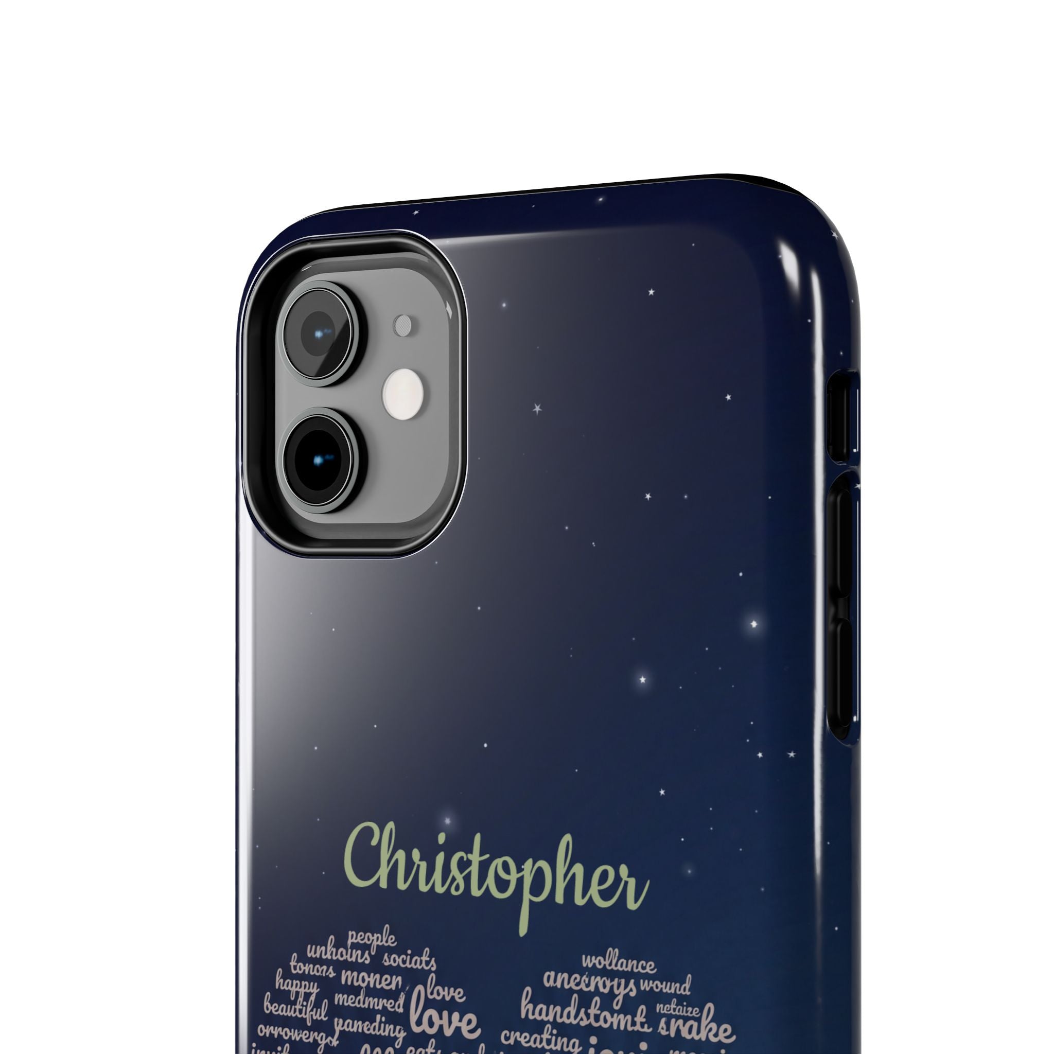 Personalized Teacher Heart Word Cloud Phone Case — Custom Name Starry Design