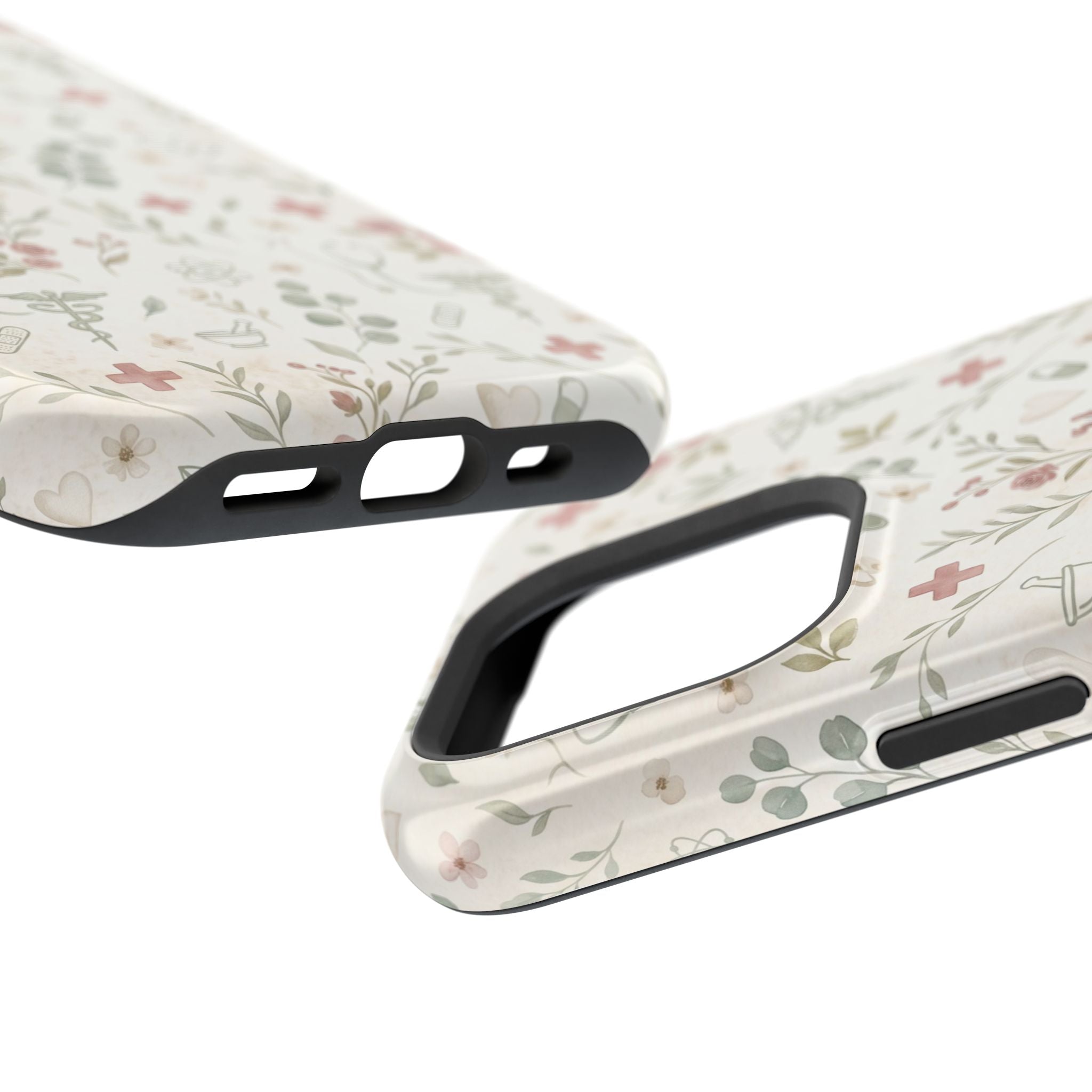 Floral Nurse Phone Case — Impact-Resistant Wireless Charging Cover