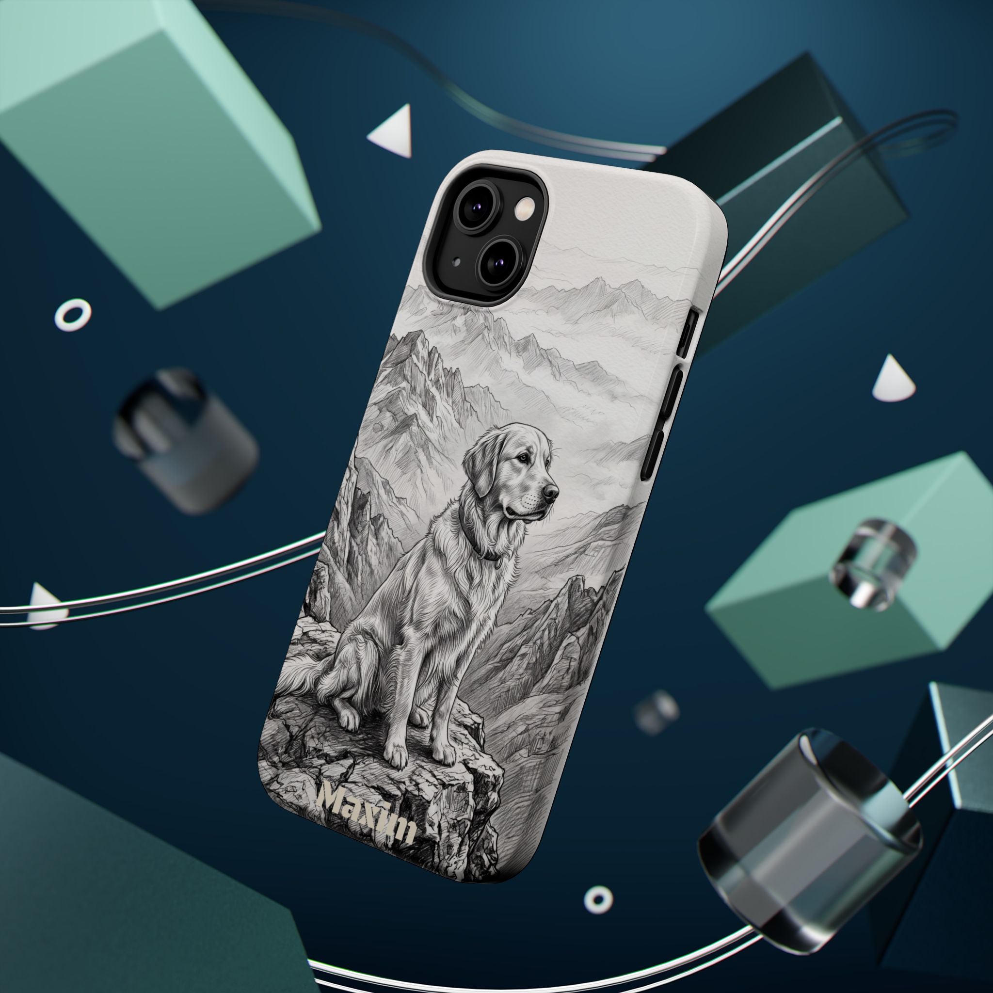 Personalized Golden Retriever Mountain Peak Phone Case — Wireless Charging Cover