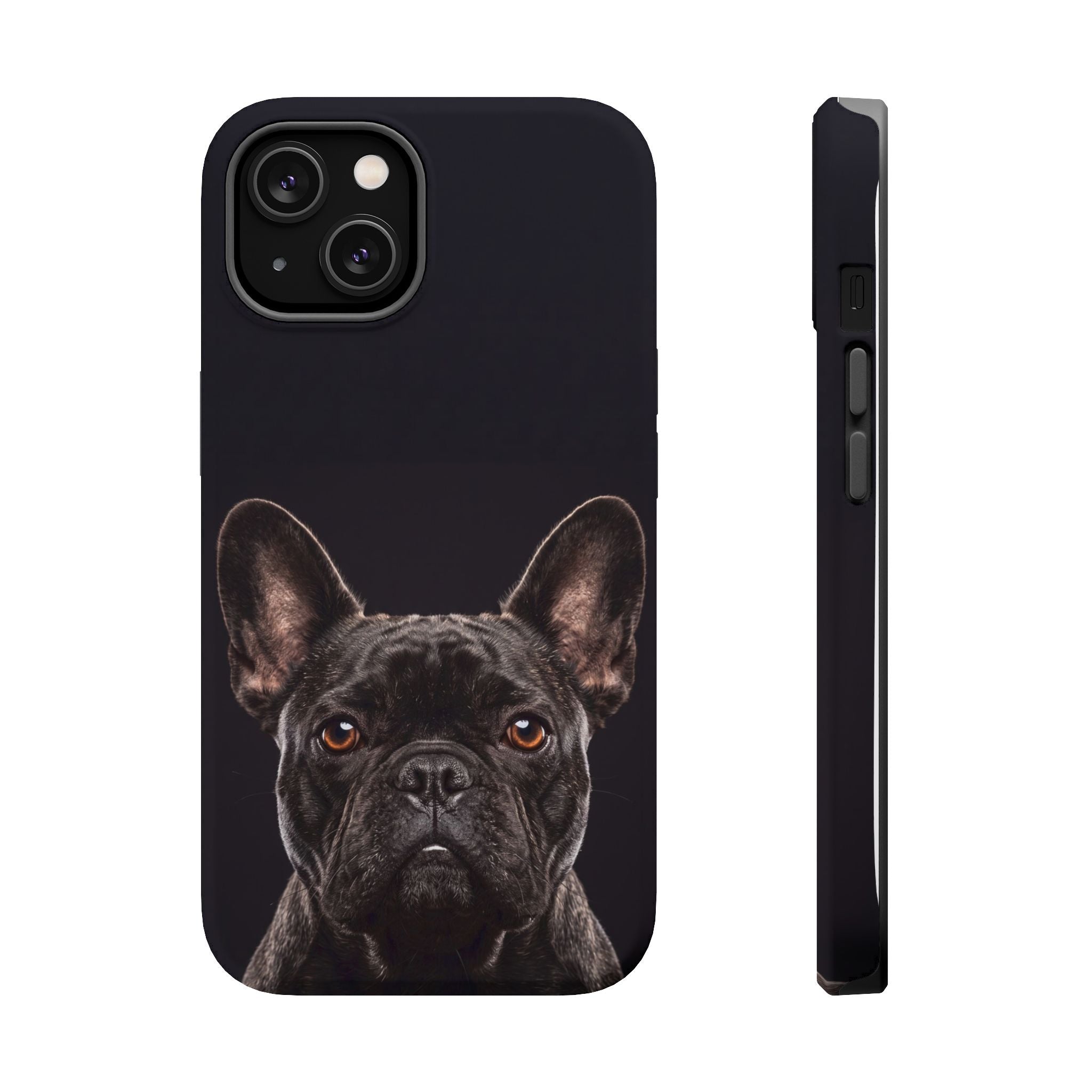 Black French Bulldog Phone Case — Impact-Resistant Wireless Charging Cover