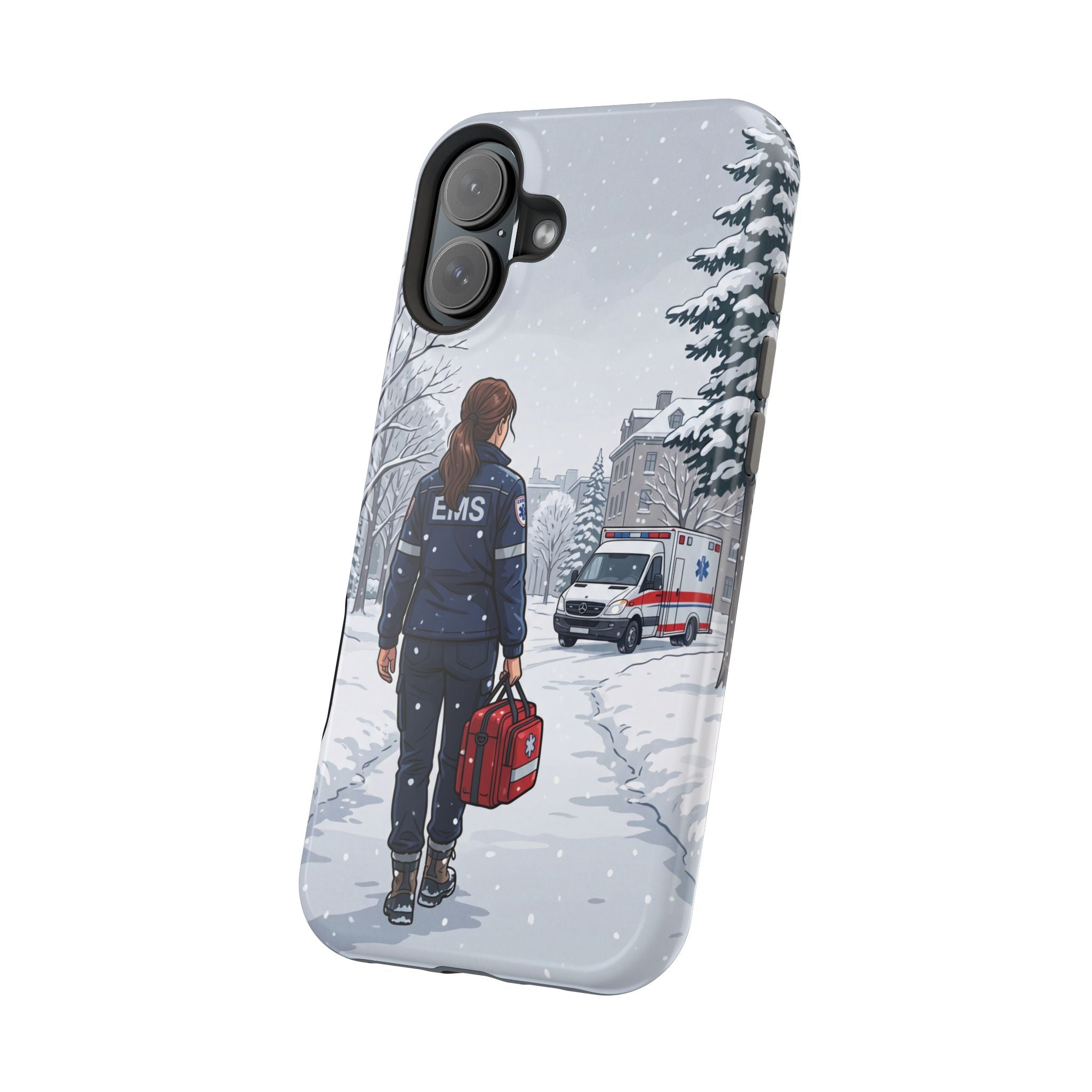 Paramedic/EMT Winter Phone Case — Magnetic Wireless Charging Cover