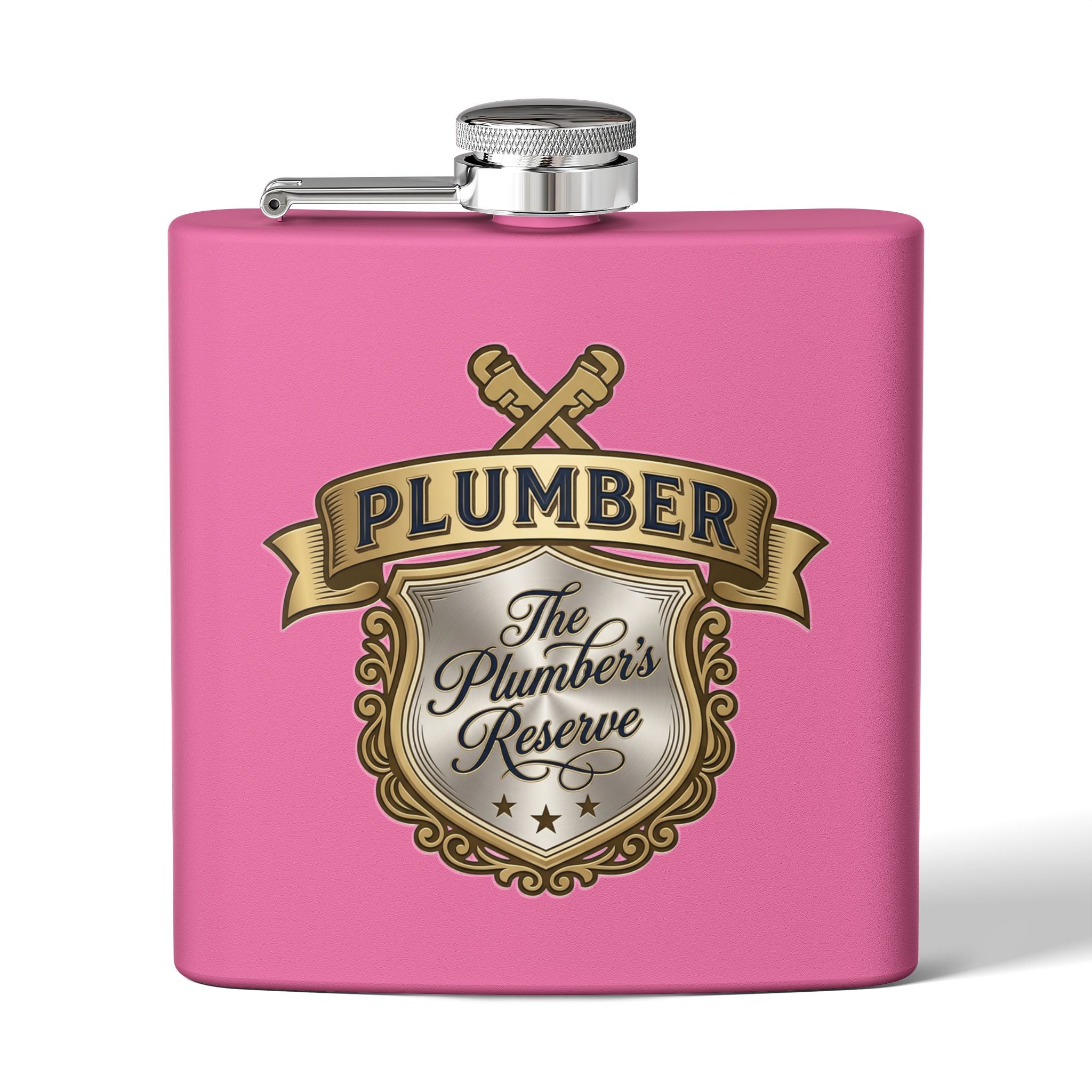 Flask — "The Plumber's Reserve" 6oz Stainless Steel Hip Flask