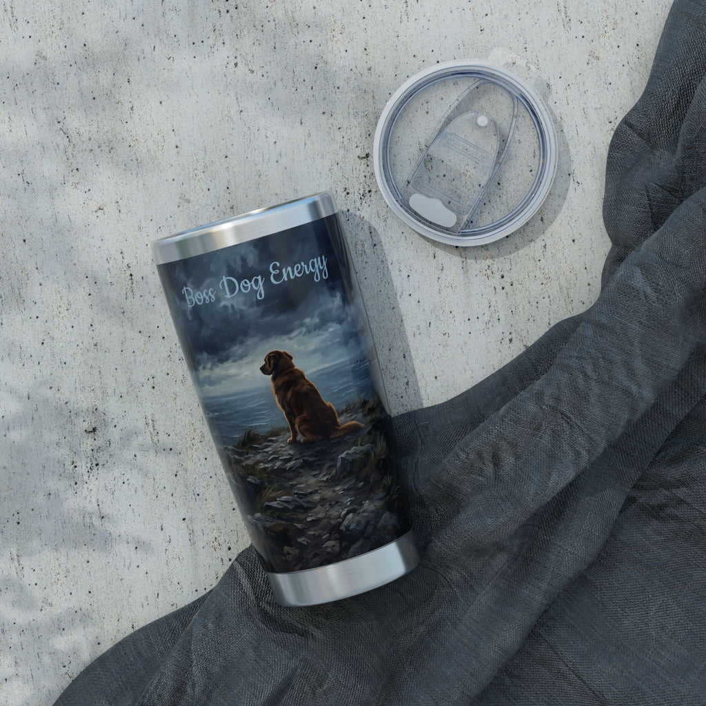Golden Retriever Tumbler Personalized – 20 oz Stainless Steel Travel Mug with Custom Name, Coastal Cliffs Design